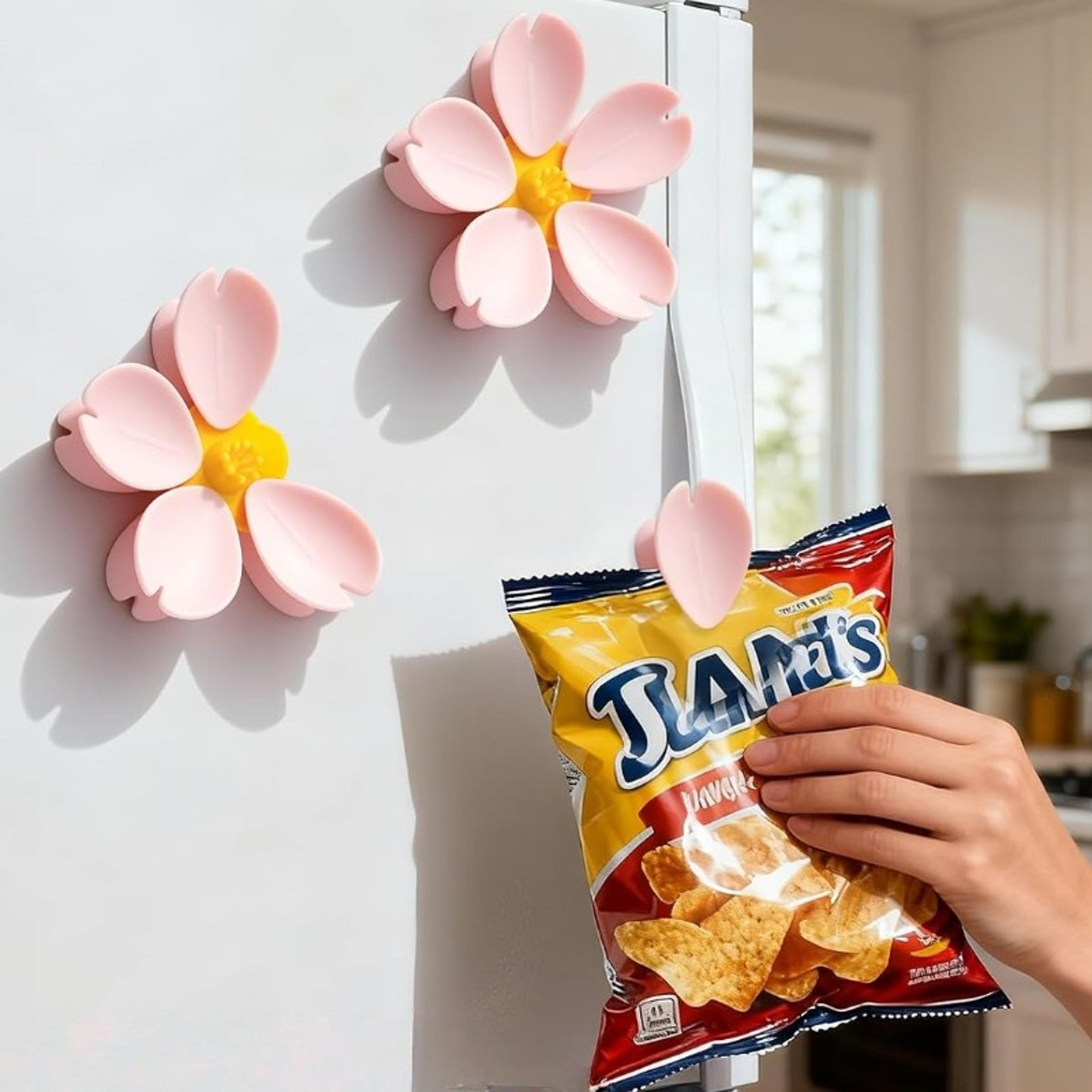 sakura magnetic bag sealing clip with petal design
