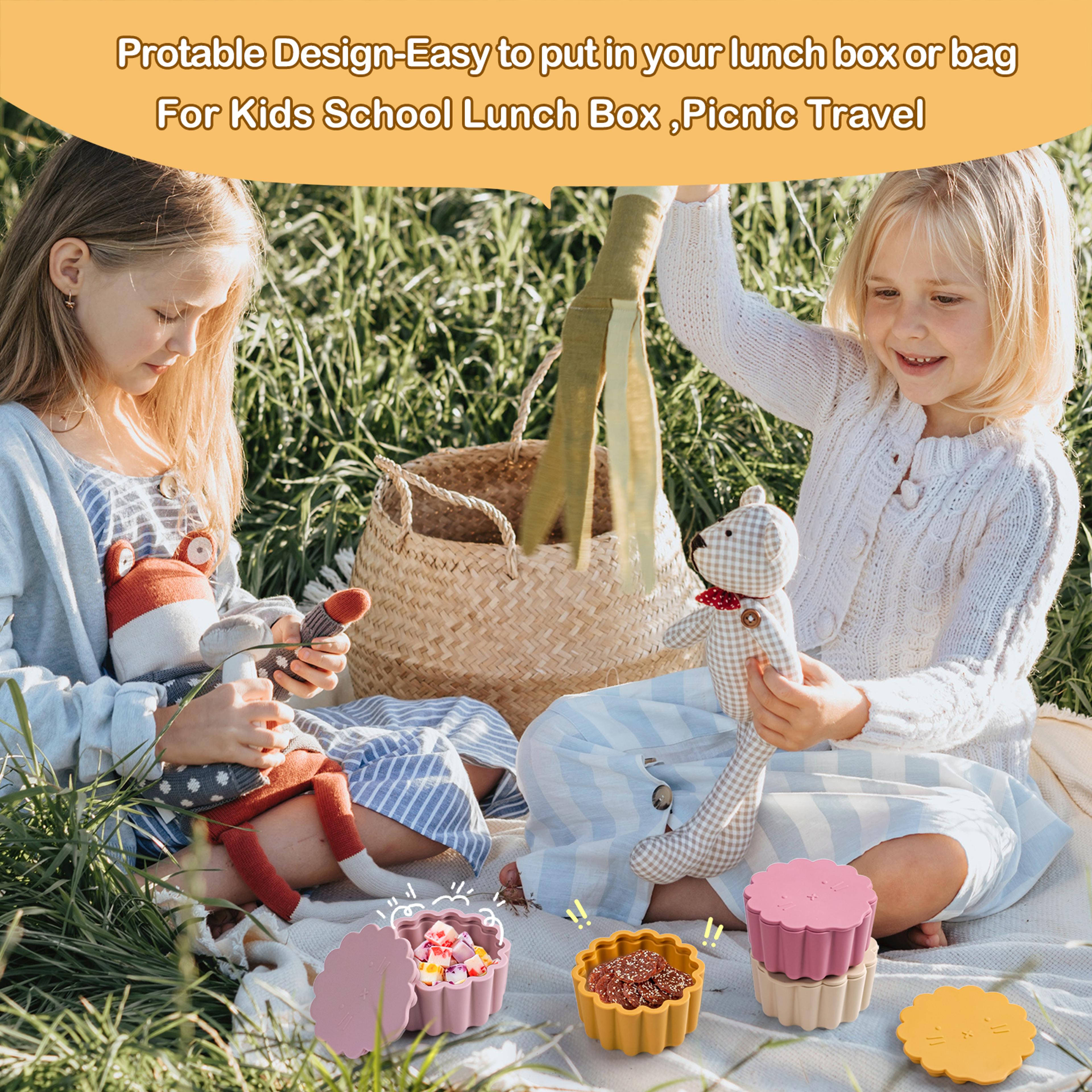 portable silicone baby snack cup food storage box container with soft lid