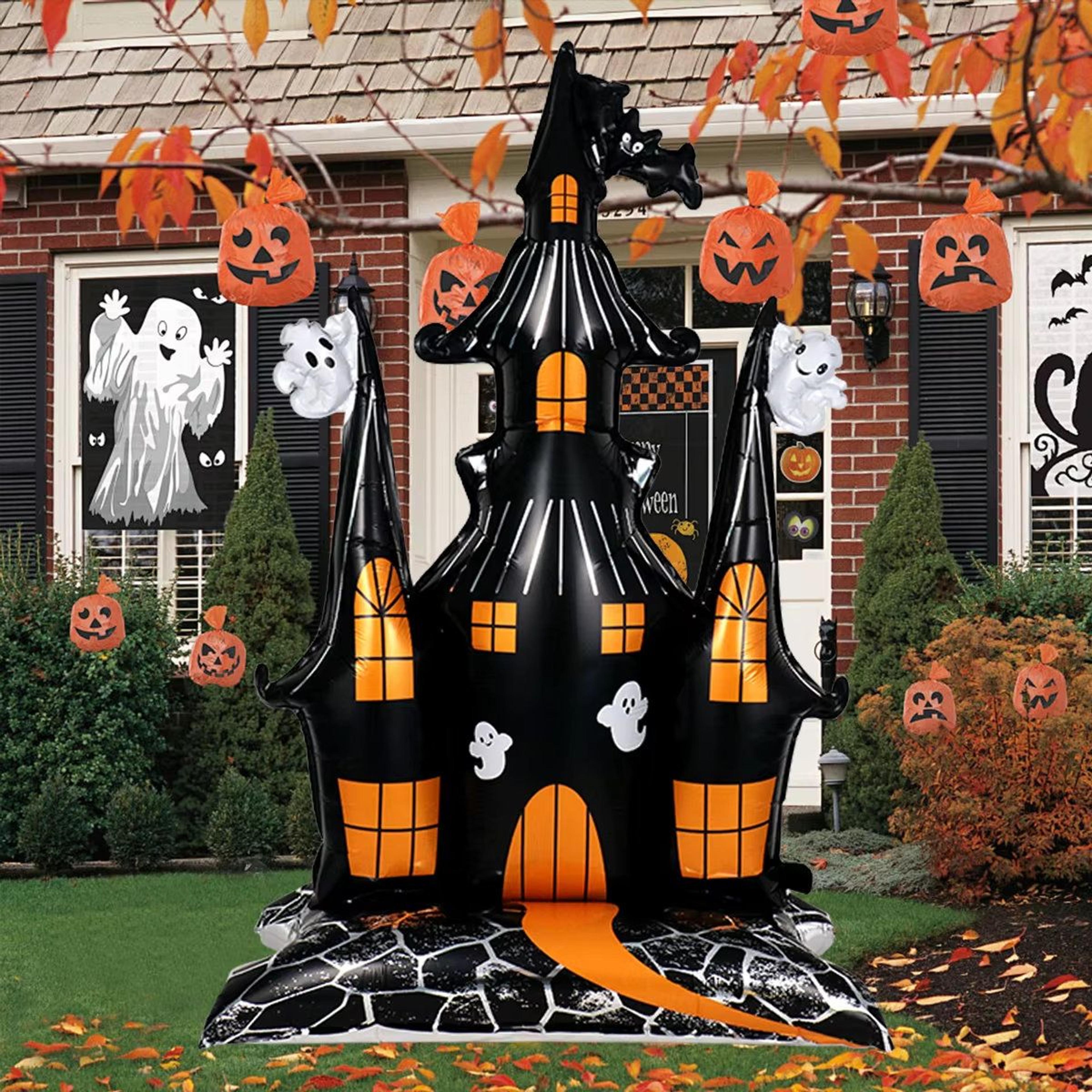 halloween haunted house standing foil balloon decoration 58 inch