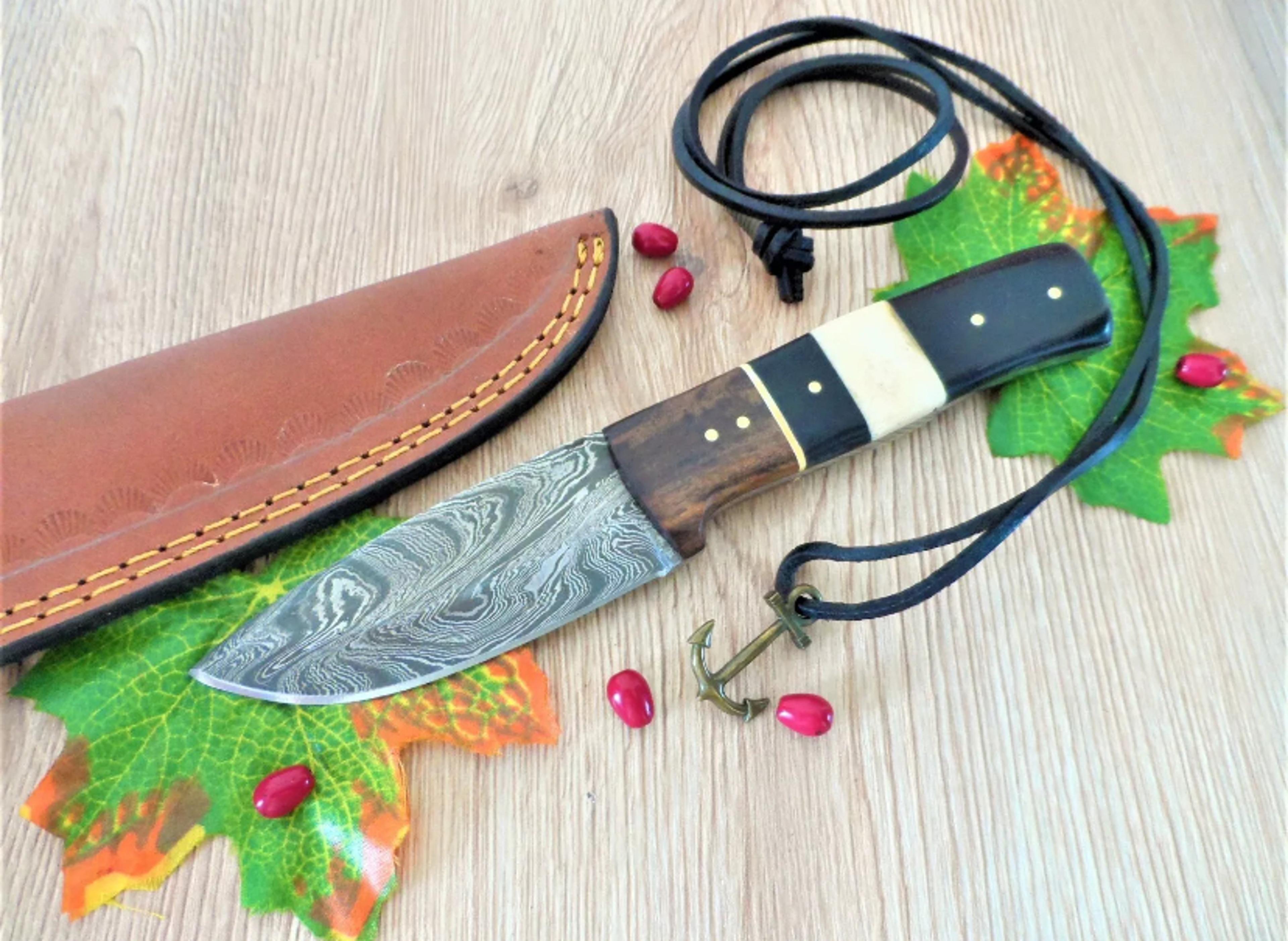 handmade forged damascus steel hunter camping hunter bowie knife