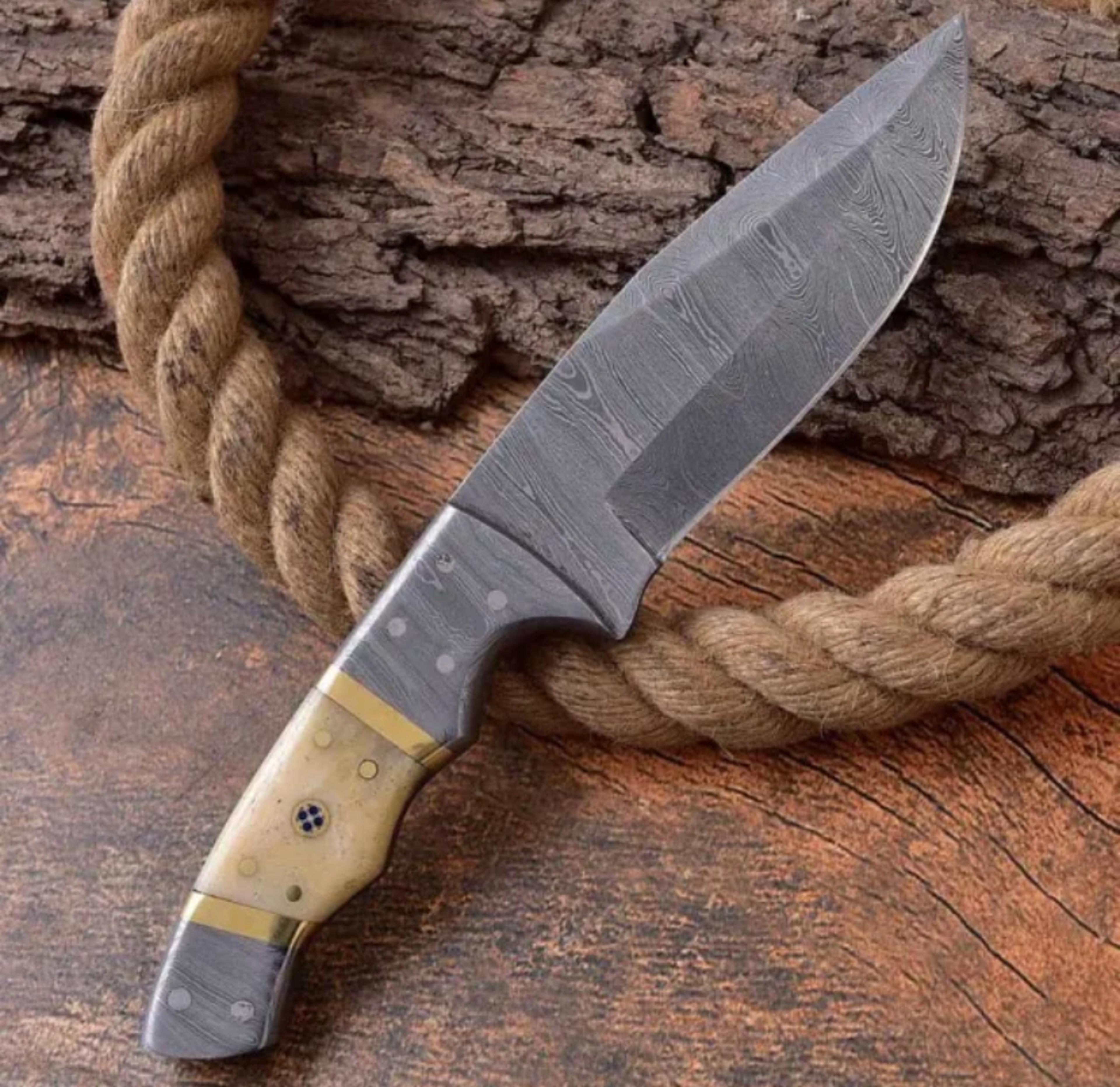 handmade damascus survival skinner fixed blade hunting knife leather s fully ha