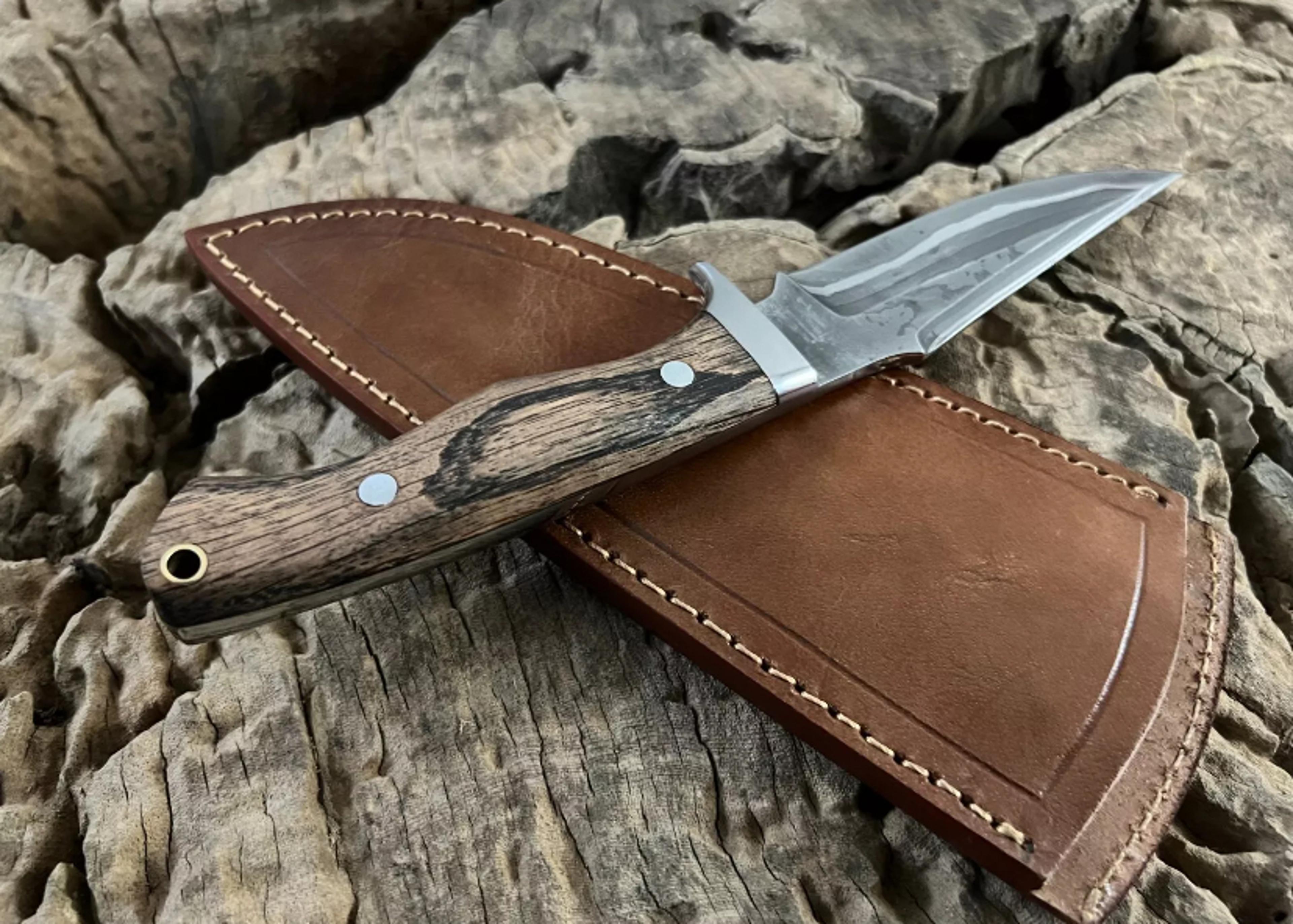 devotion edge custom steel hunting, bushcraft skinner camping survival full tang knife with leather sheath