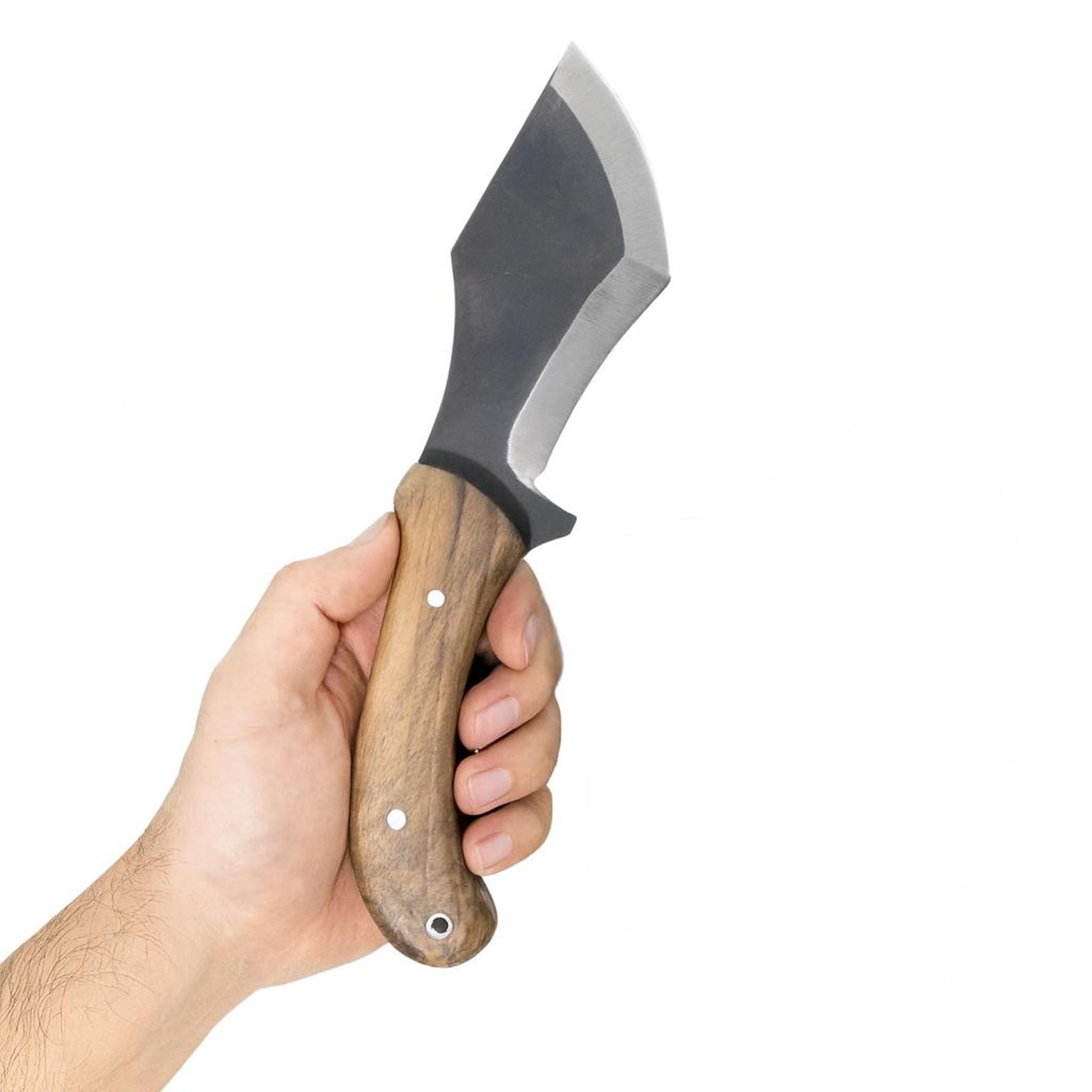 handmade walnut wood tracker knife with sheath, full tang knife - personalized tracker knife