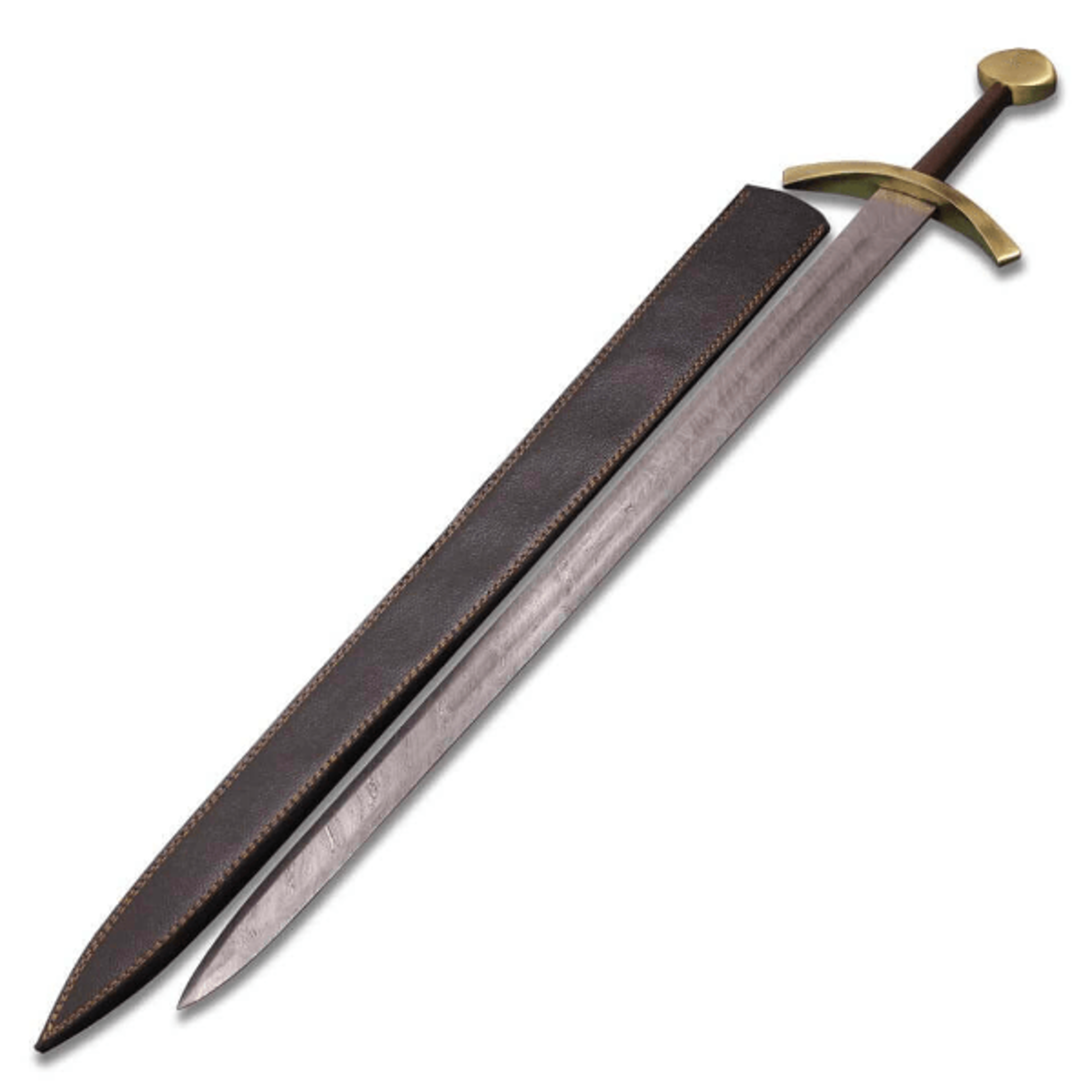 robb starks damascus steel sword - game of thrones replica with leather sheath