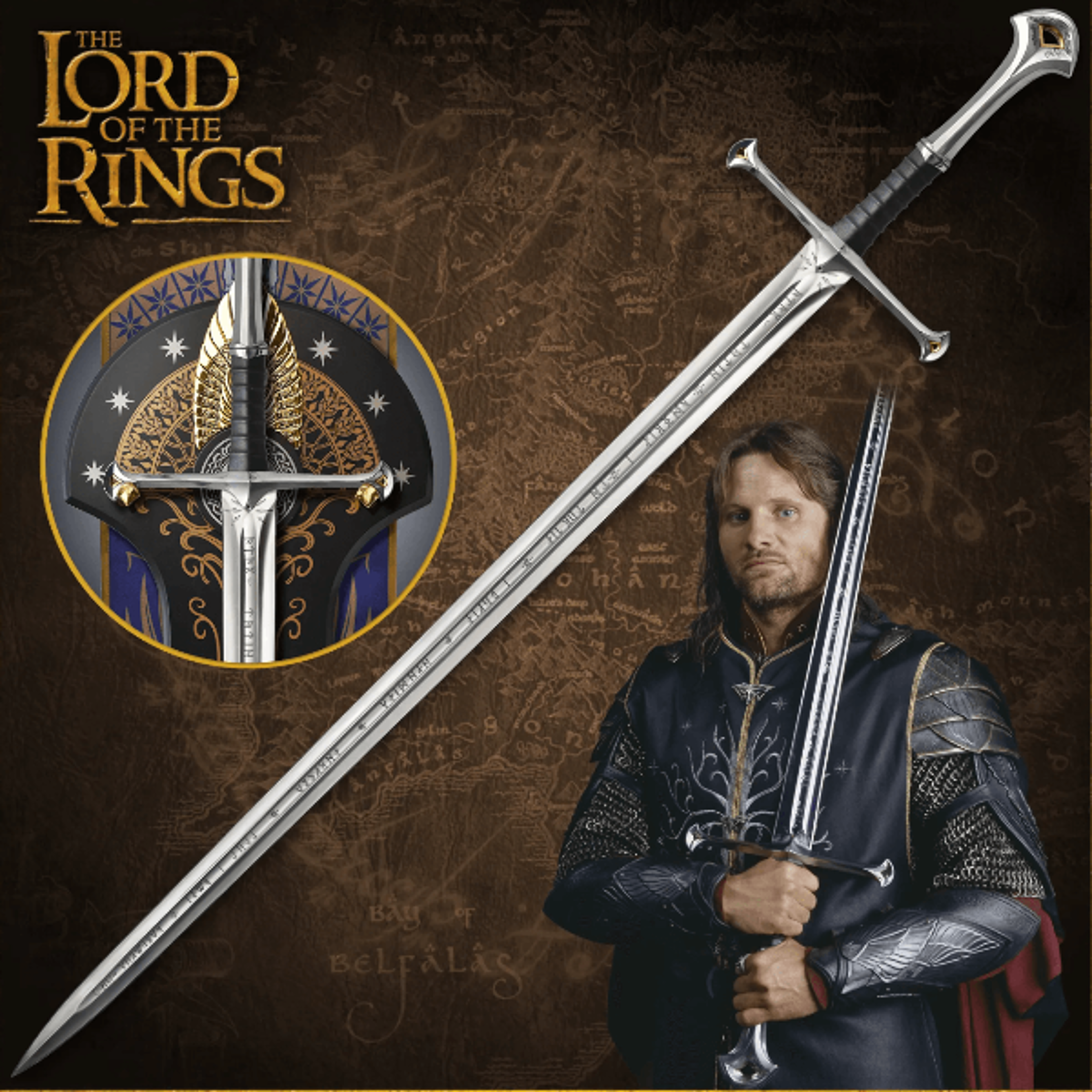 anduril sword museum collection replica - authentic lord of the rings film series collectible