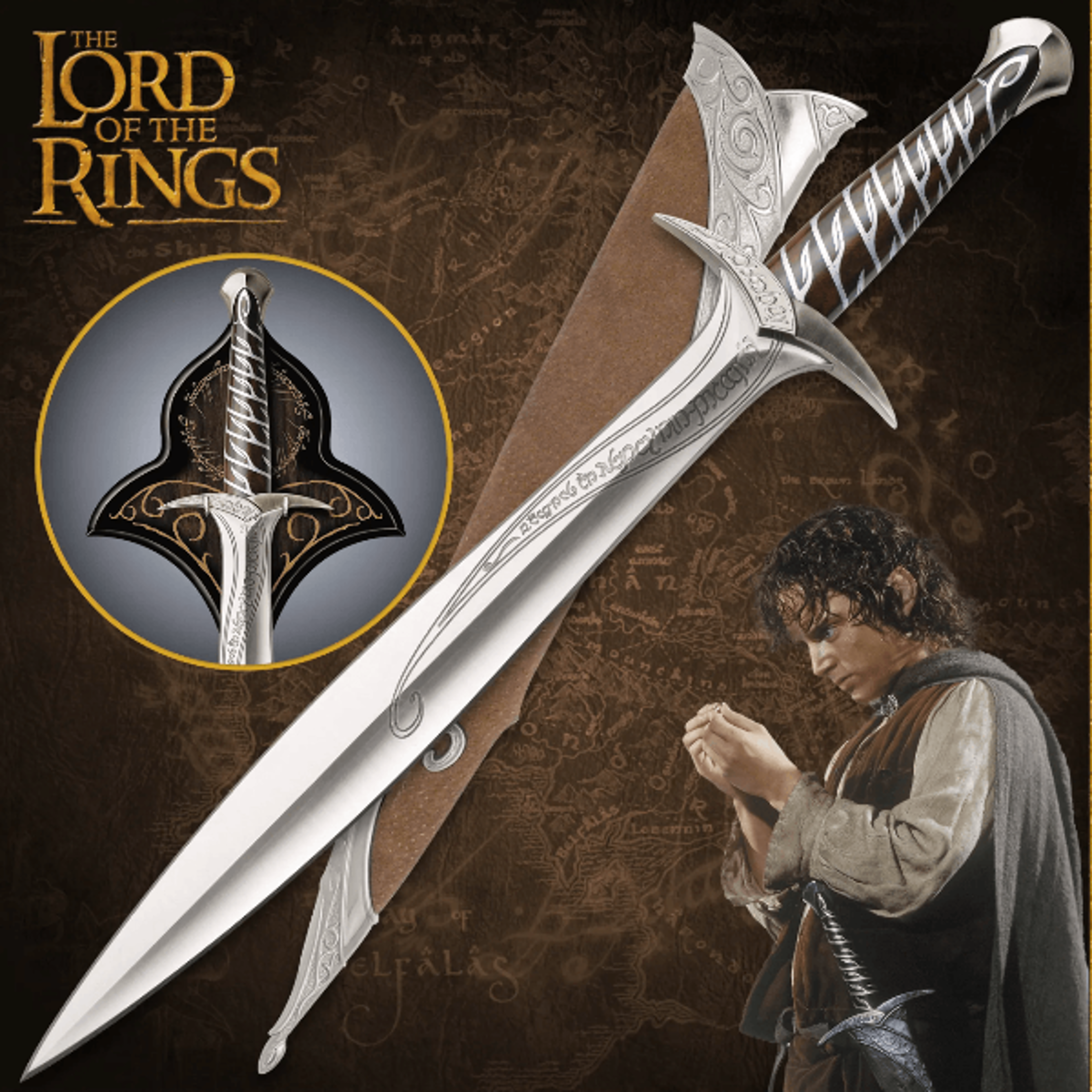 frodo sting sword and scabbard set - authentic lord of the rings collectible