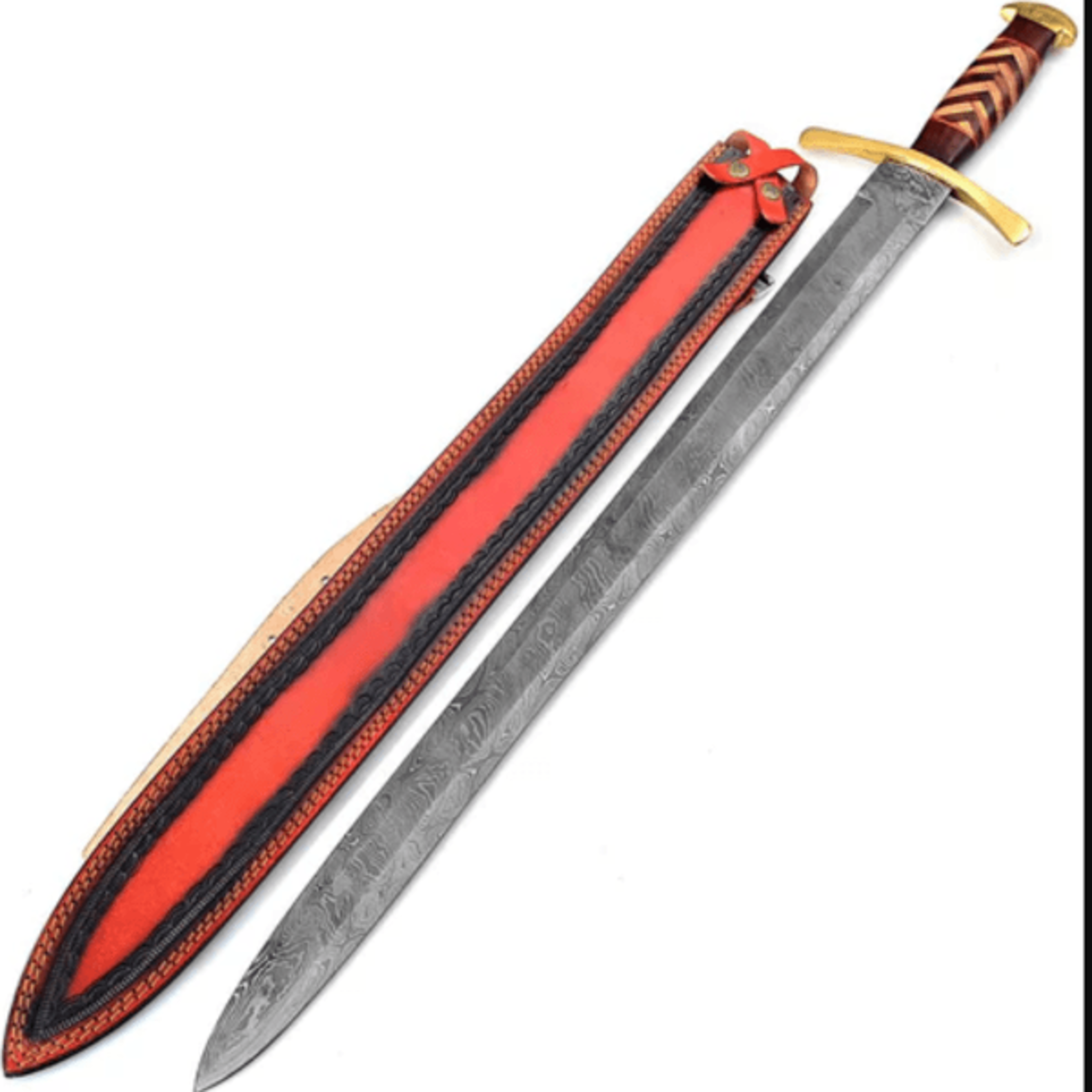 handmade damascus steel brute elja pattern historical inspired replica sword