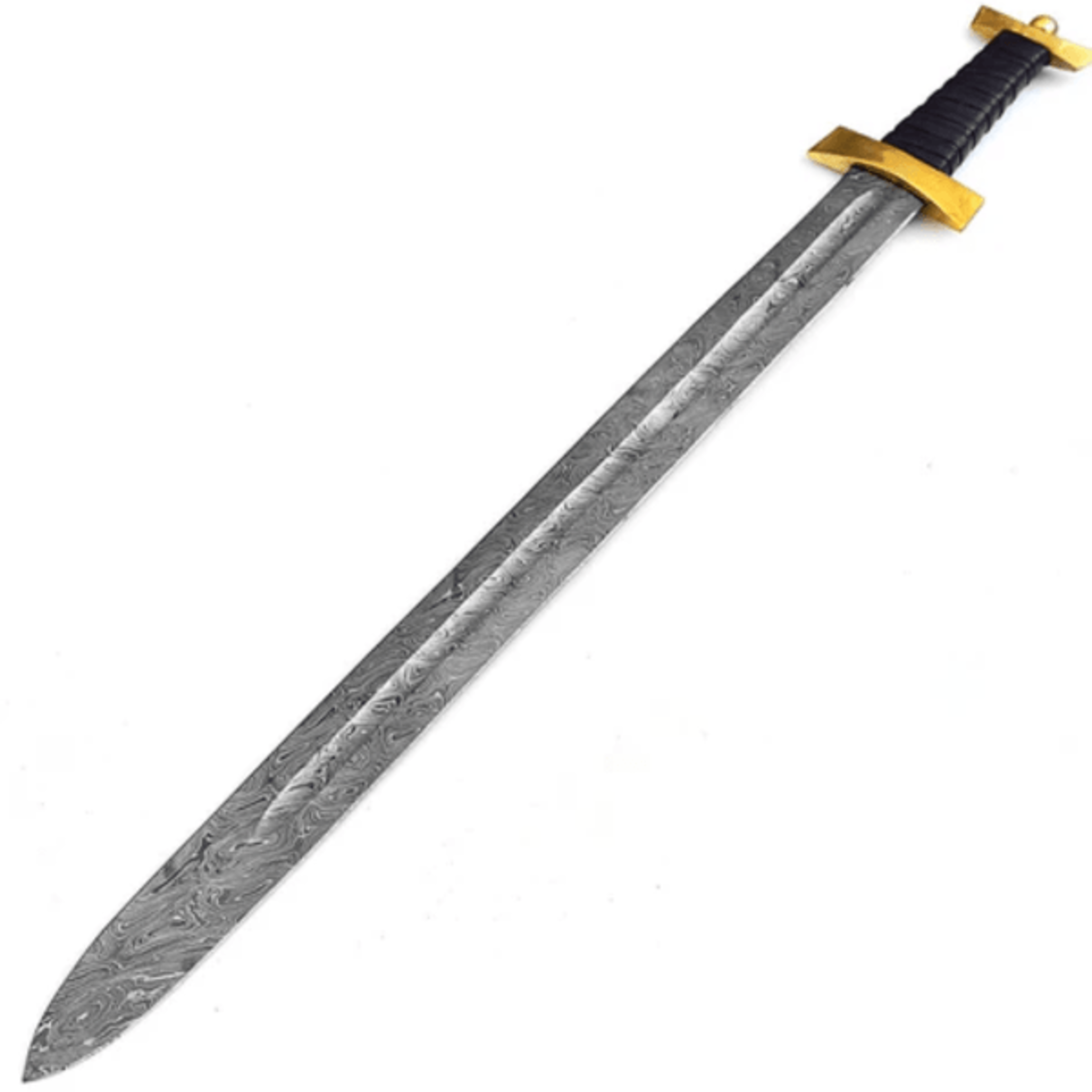 authentic roman spatha sword - handmade damascus steel with brass guard