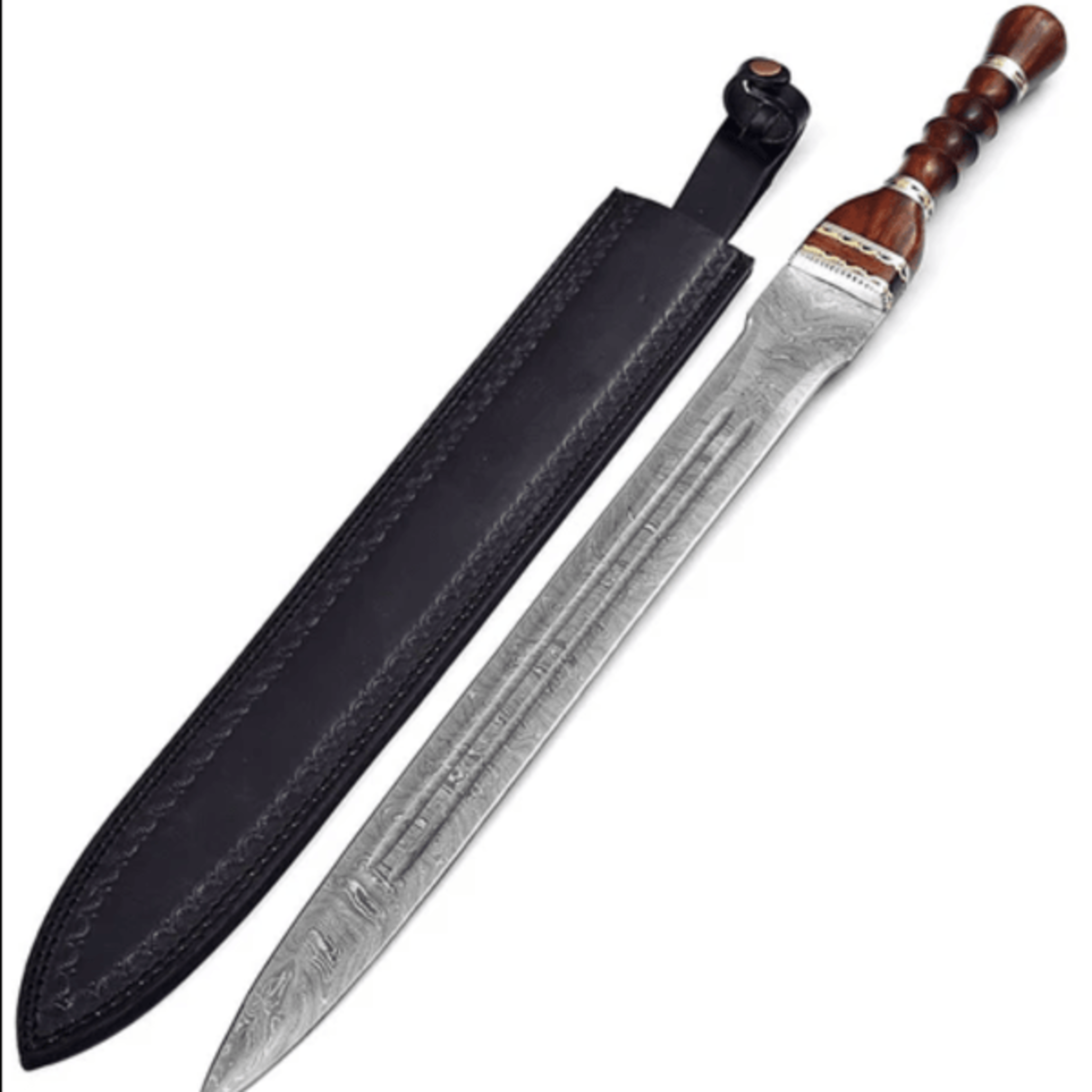 authentic roman gladius sword - handmade damascus steel with rosewood handle