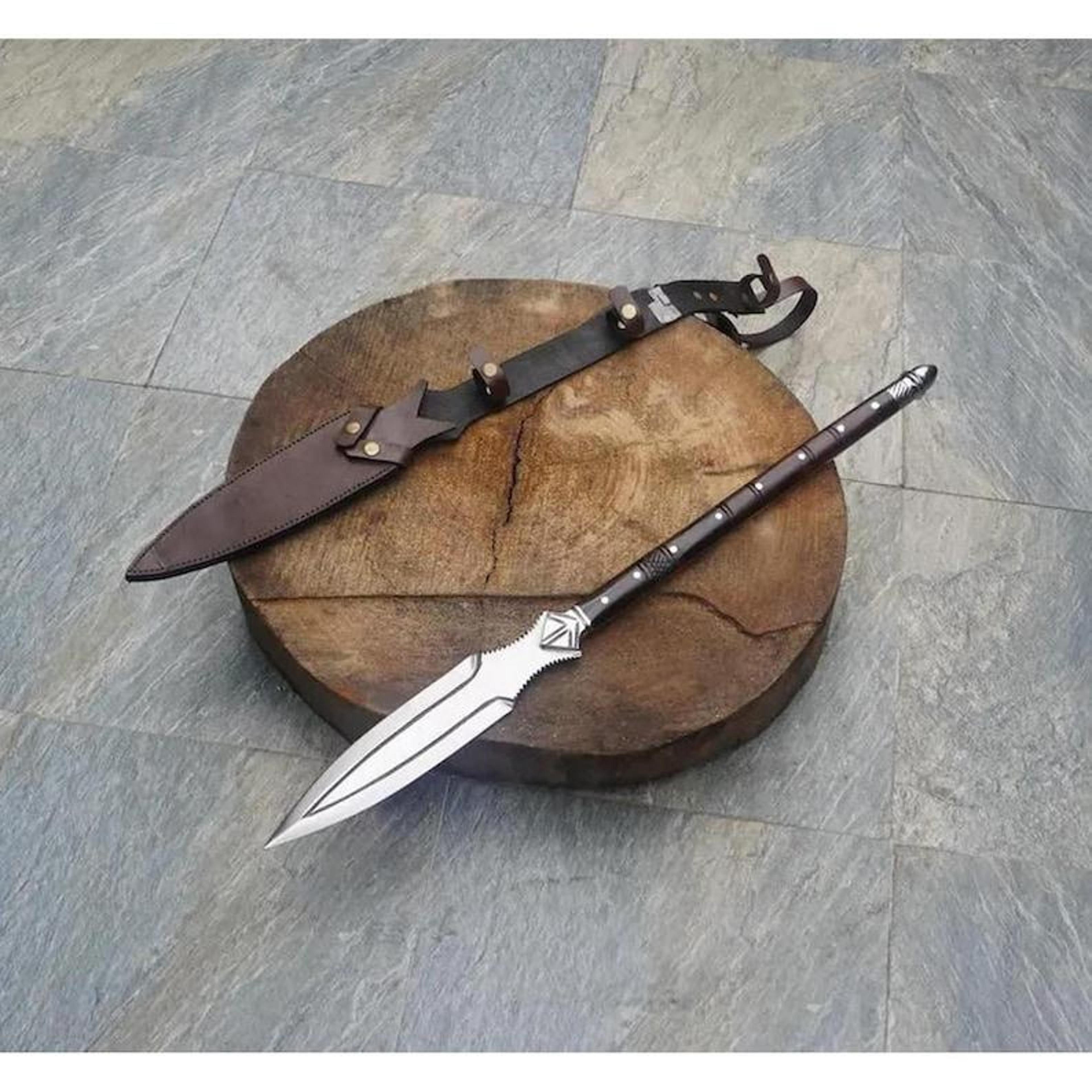 Handcrafted Medieval Leaf Spear With High Carbon Steel Head  Hardwood Shaft  Historical Collector S 1