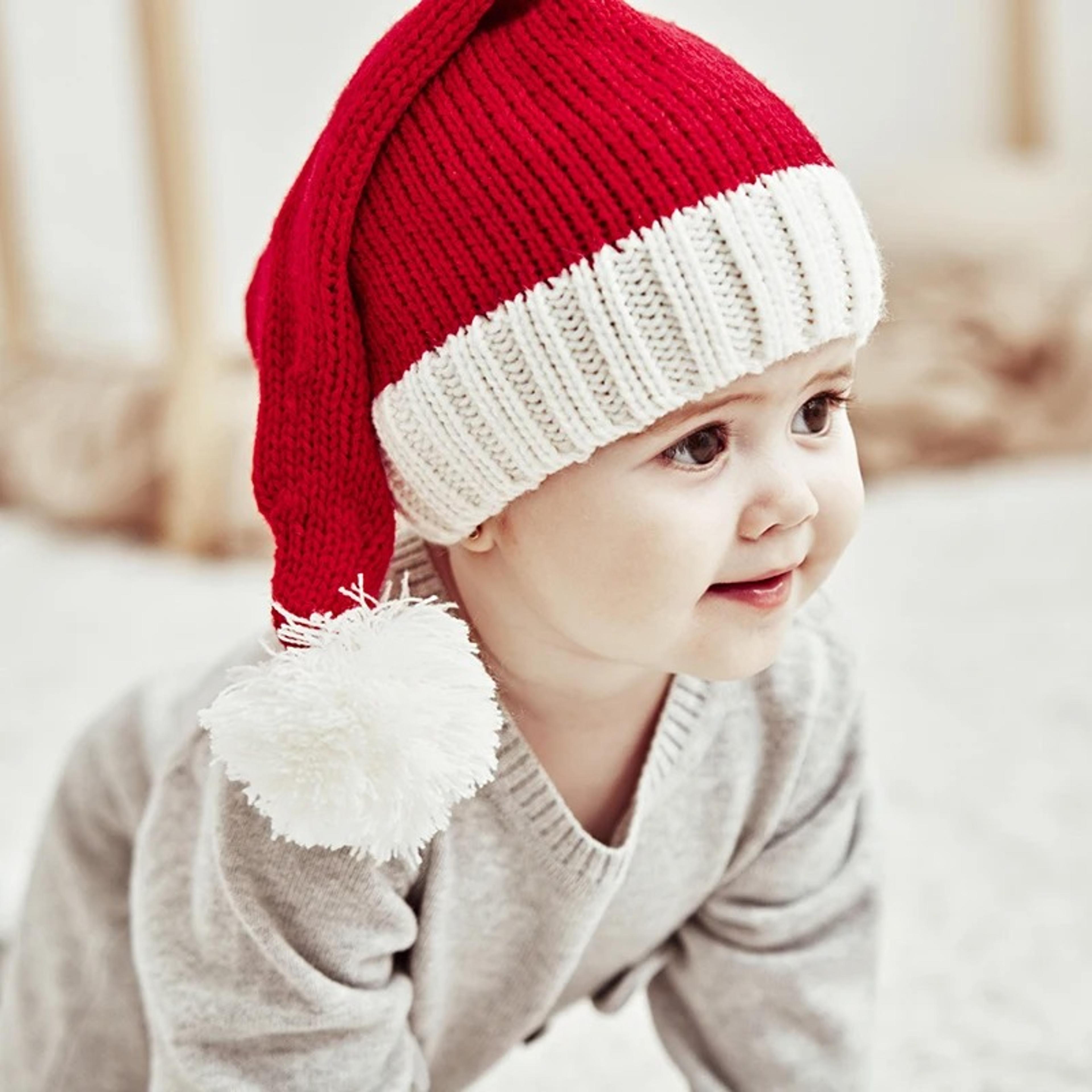 cozy christmas knitted beanie – cute santa hat for adults & kids, soft new year party cap