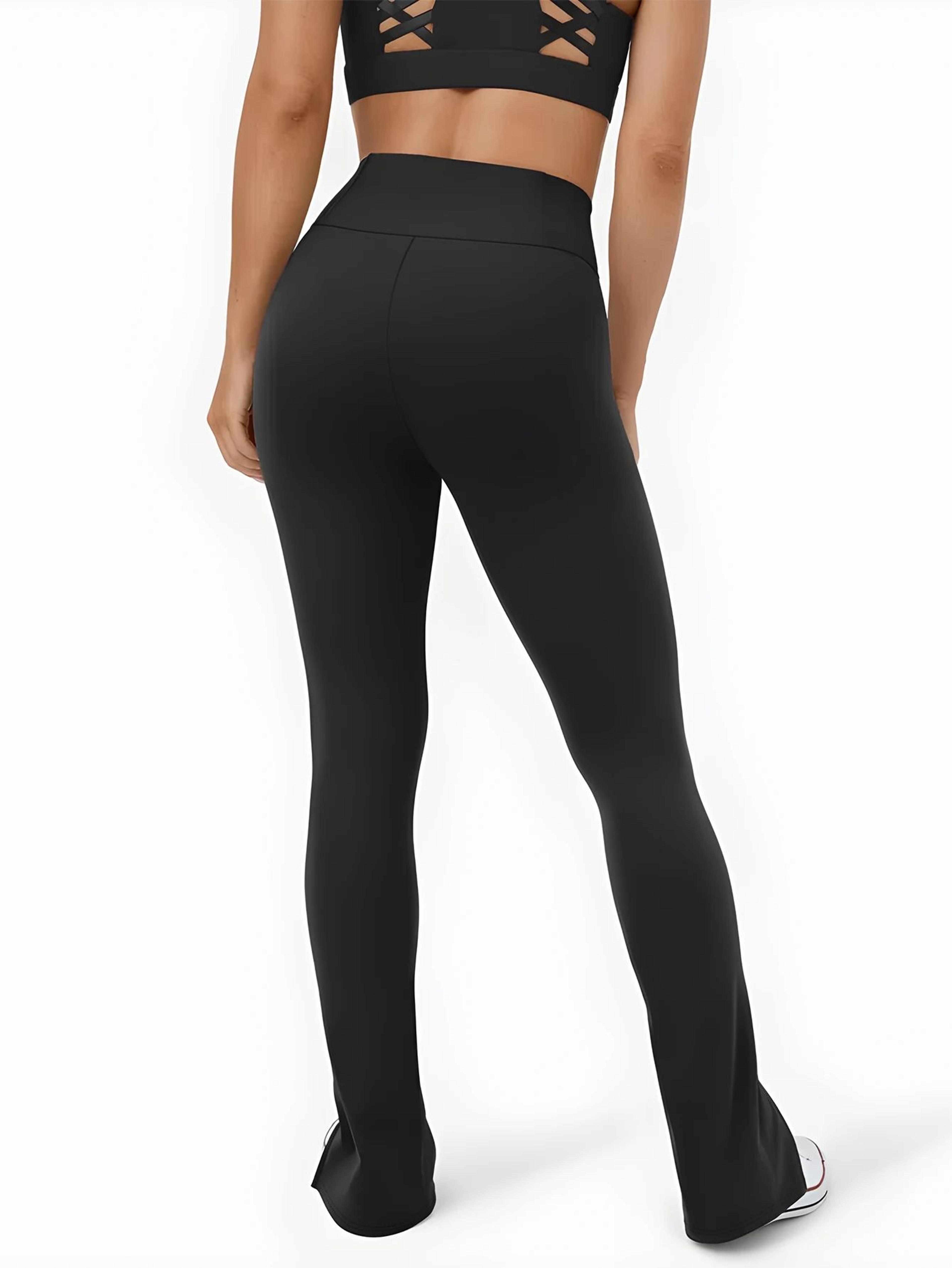 Black Front Slit Leggings 2