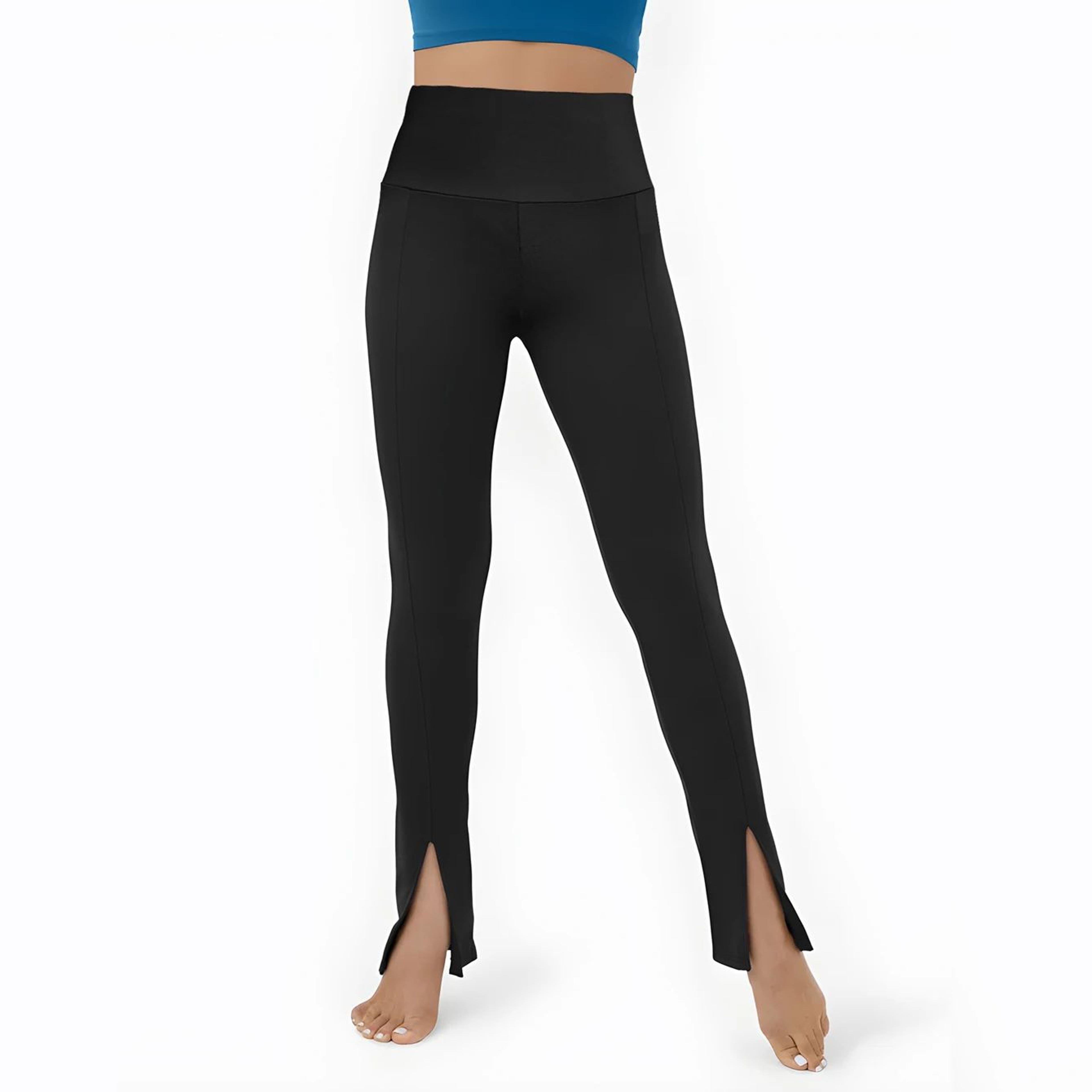Black Front Slit Leggings 5