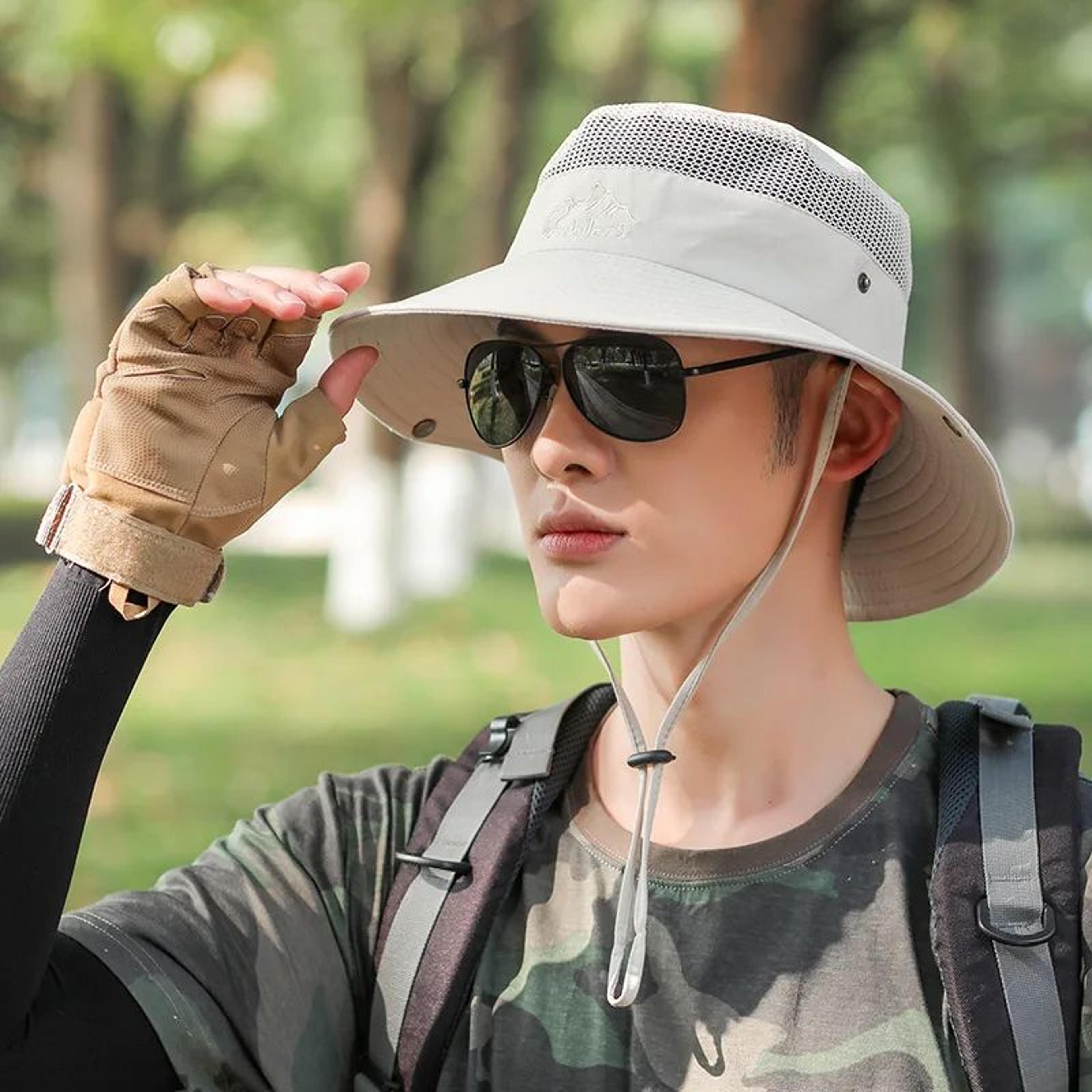 fisherman hat men summer quick drying bucket hat, outdoor sunshade cap for hiking, beach, cycling, climbing & mountain