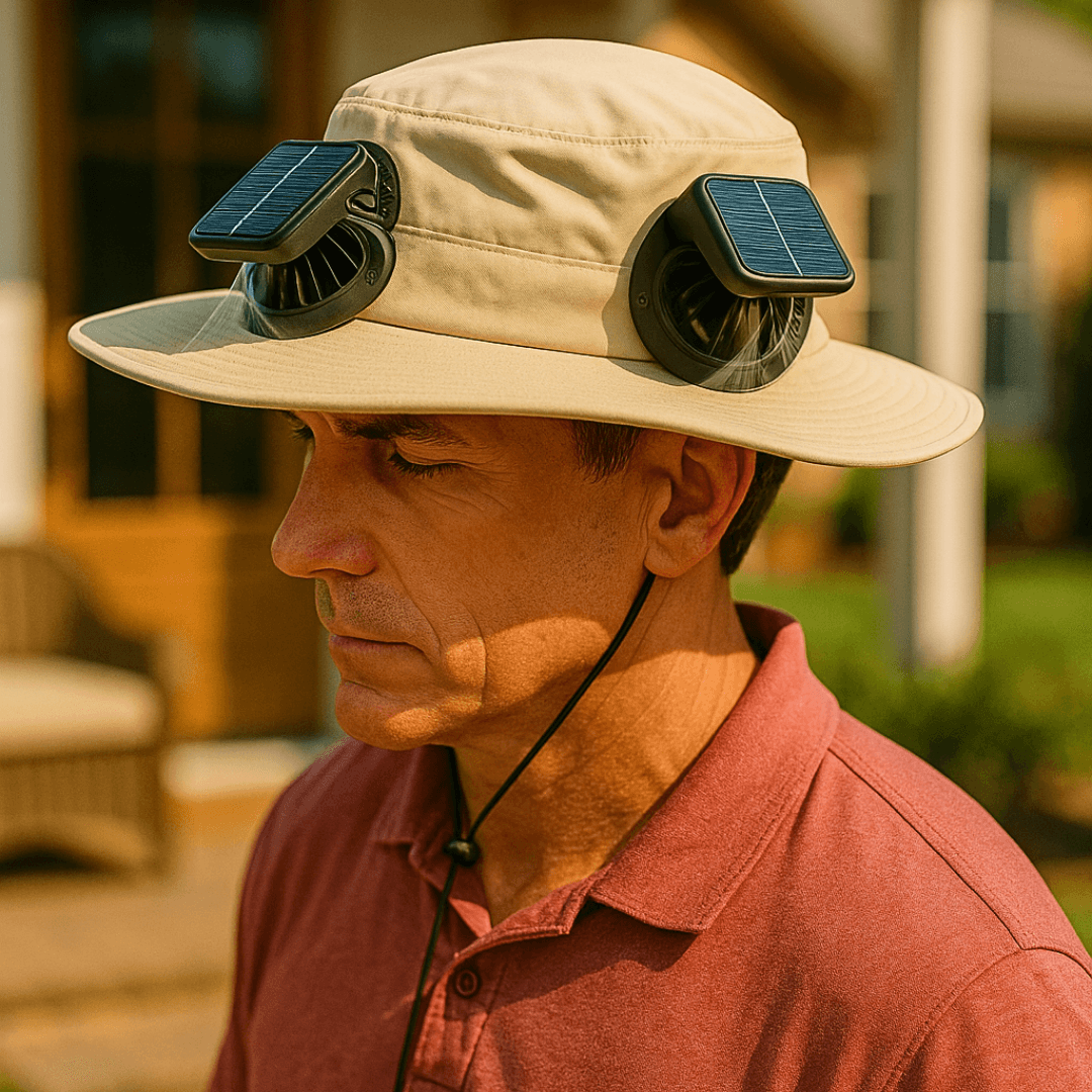 outdoor solar wide brimme sun hat with fan