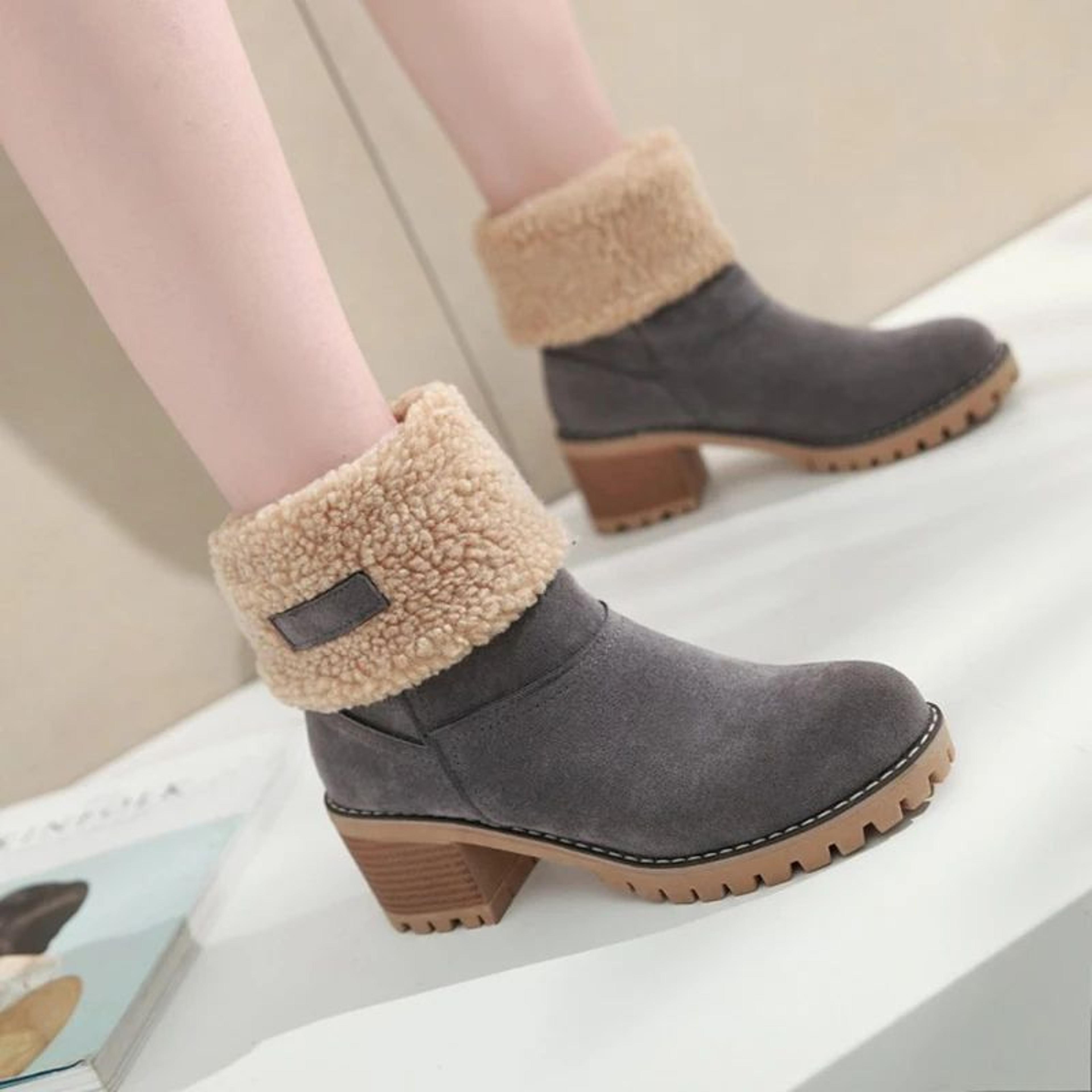 Womens Block Heel Snow Boots  Warm  Stylish  Perfect Winter Gift 2