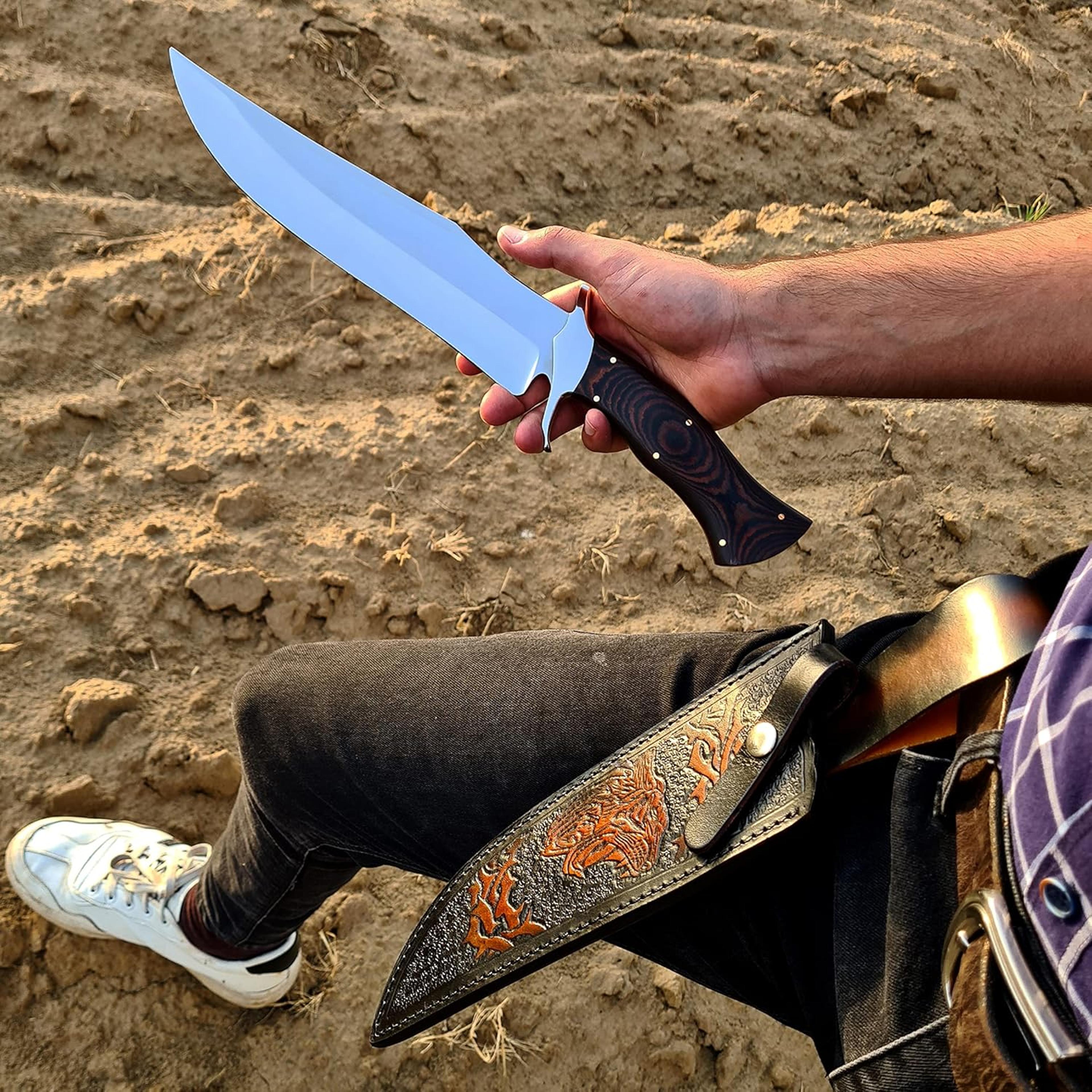 custom handmade 14 bowie knife survival with sheath for cutting trees for yard work hunting knife full tang fixed blade