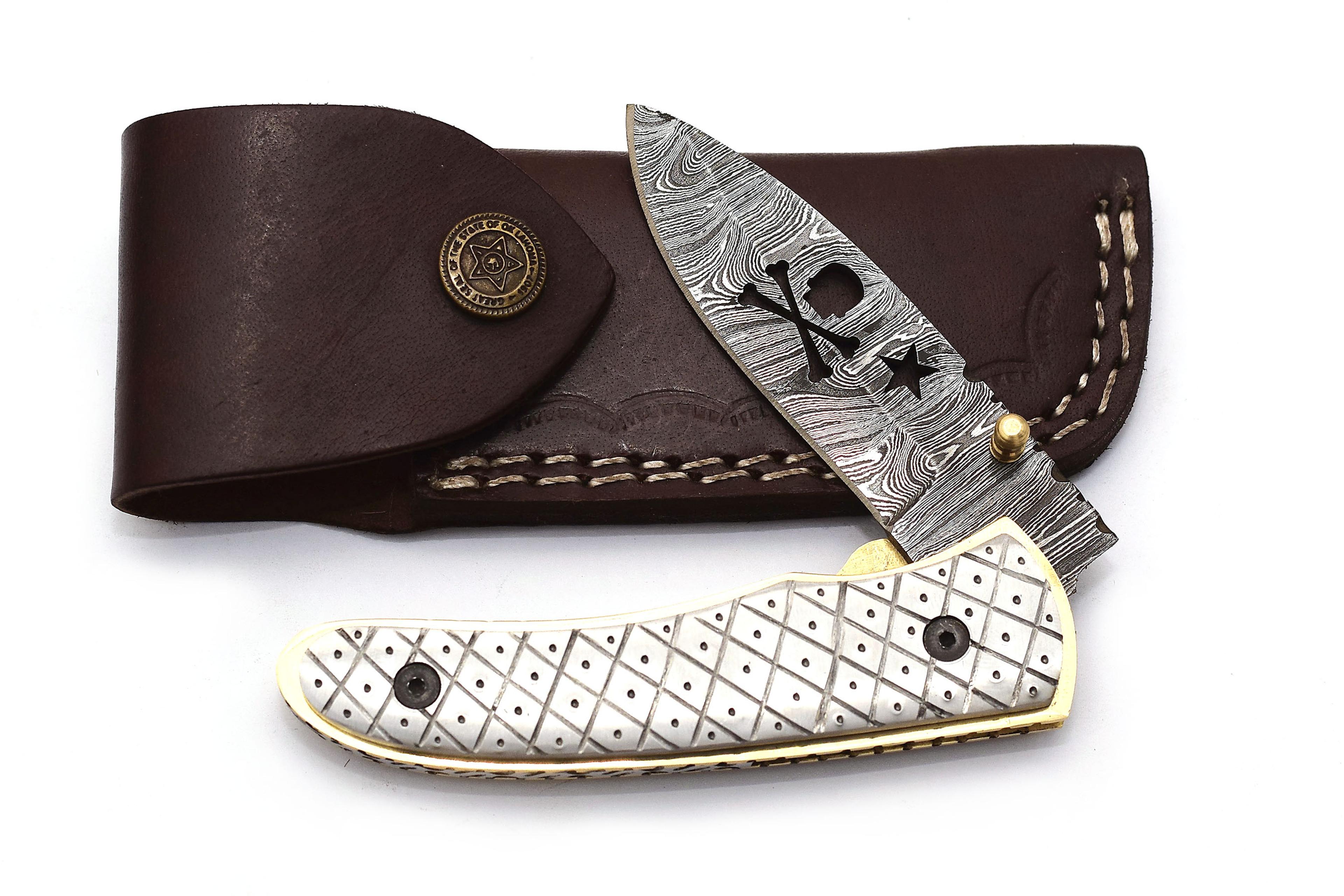 ALFARI Damascus Engraved Pocket Knife Set For Men Folding Knife With Ideal For Camping And Hiking W 3