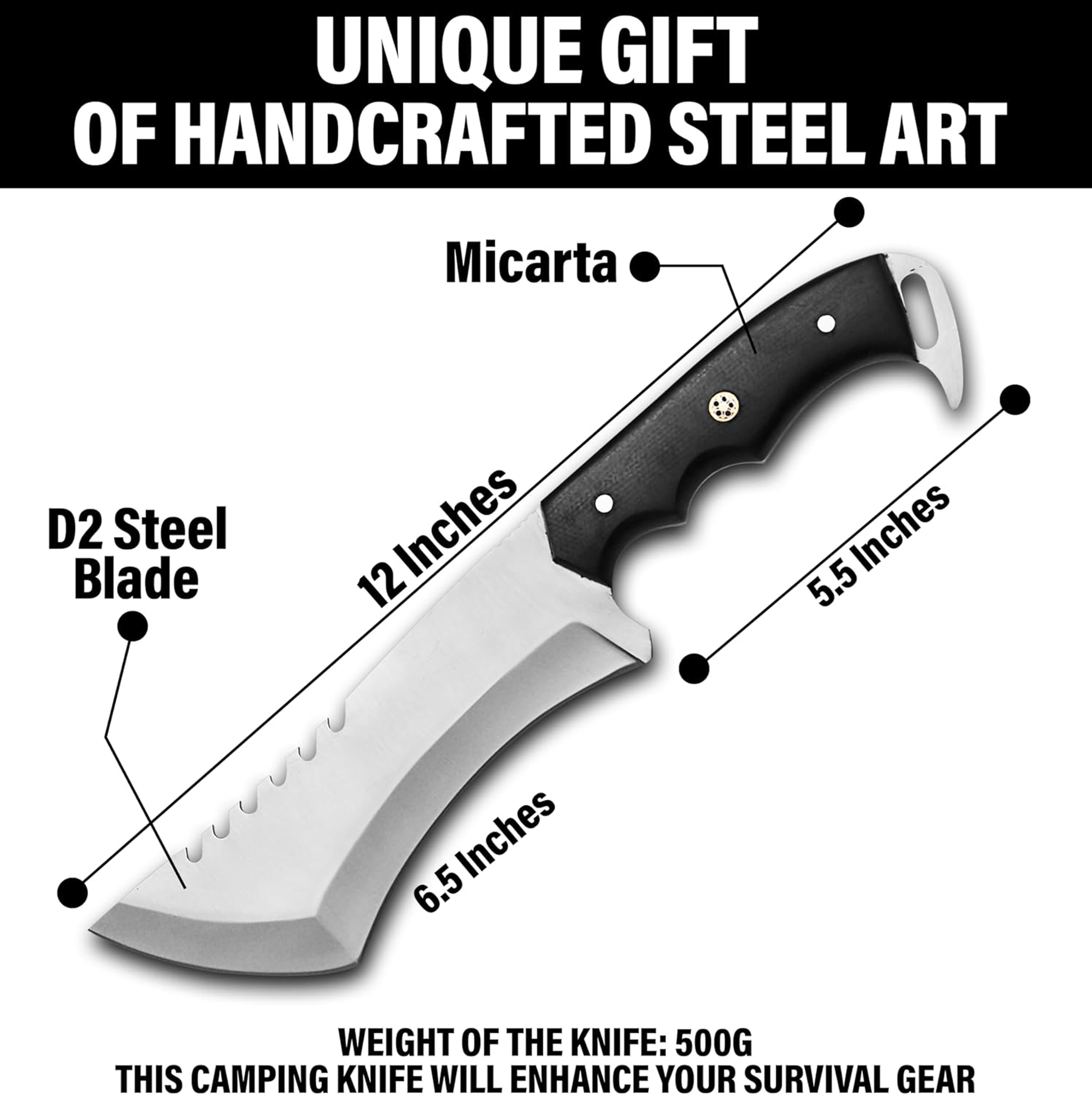 Handmade Tracker Knife With Sheath Outdoor Knife Survival Camping Knife D2 Steel Fixed Blade Huntin