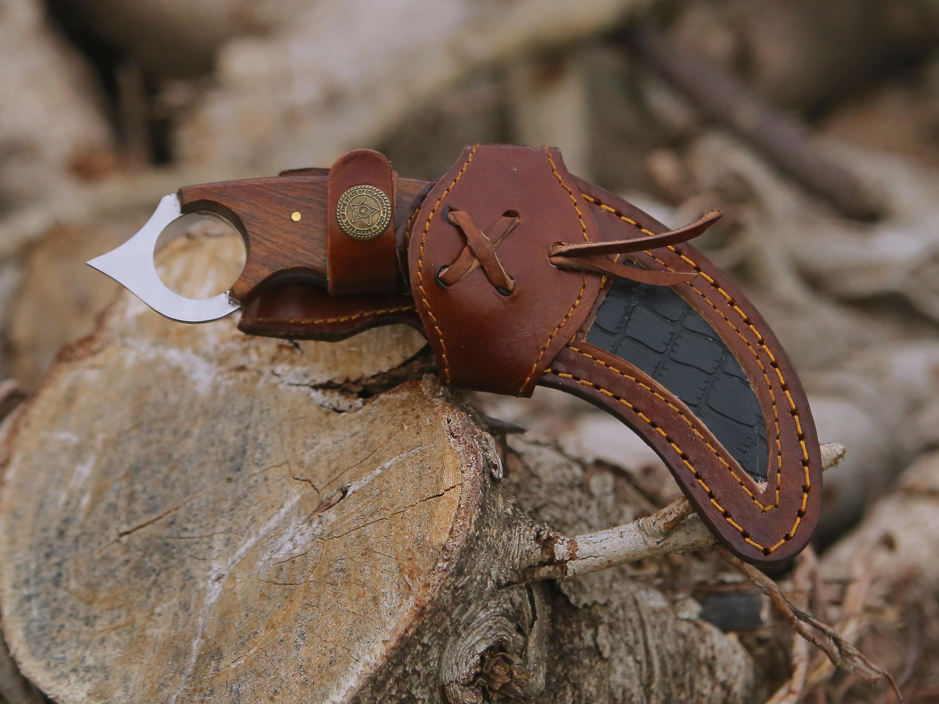 ALFARI Karambit Knife Fixed Blade With Sheath Claw Knife Wood Handle Sharp Blade Camping Knives Kar 3