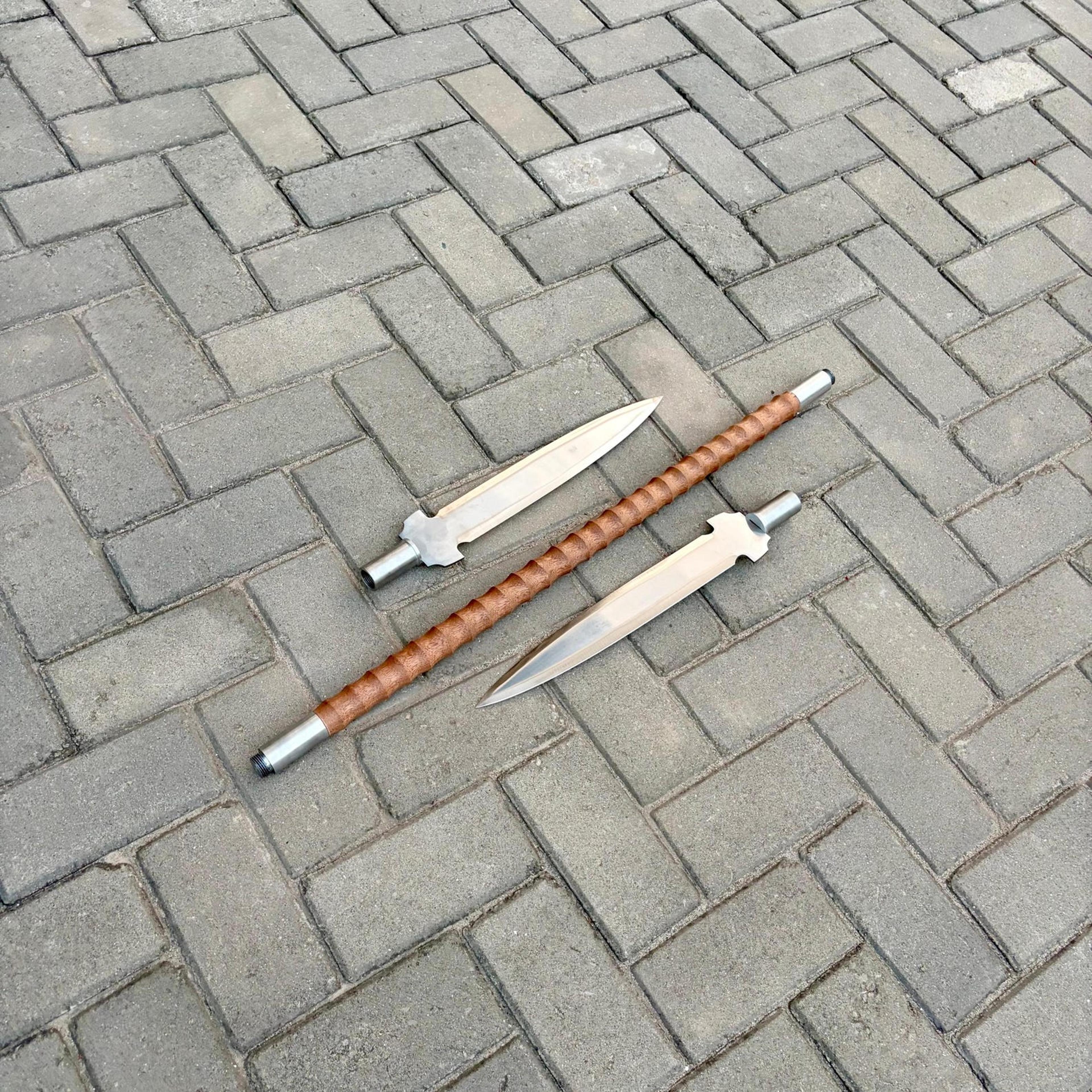 Authentic JapaneseStyle Naginata Double Blade Polearm Collectible For Cosplay And Fantasy Enth 3