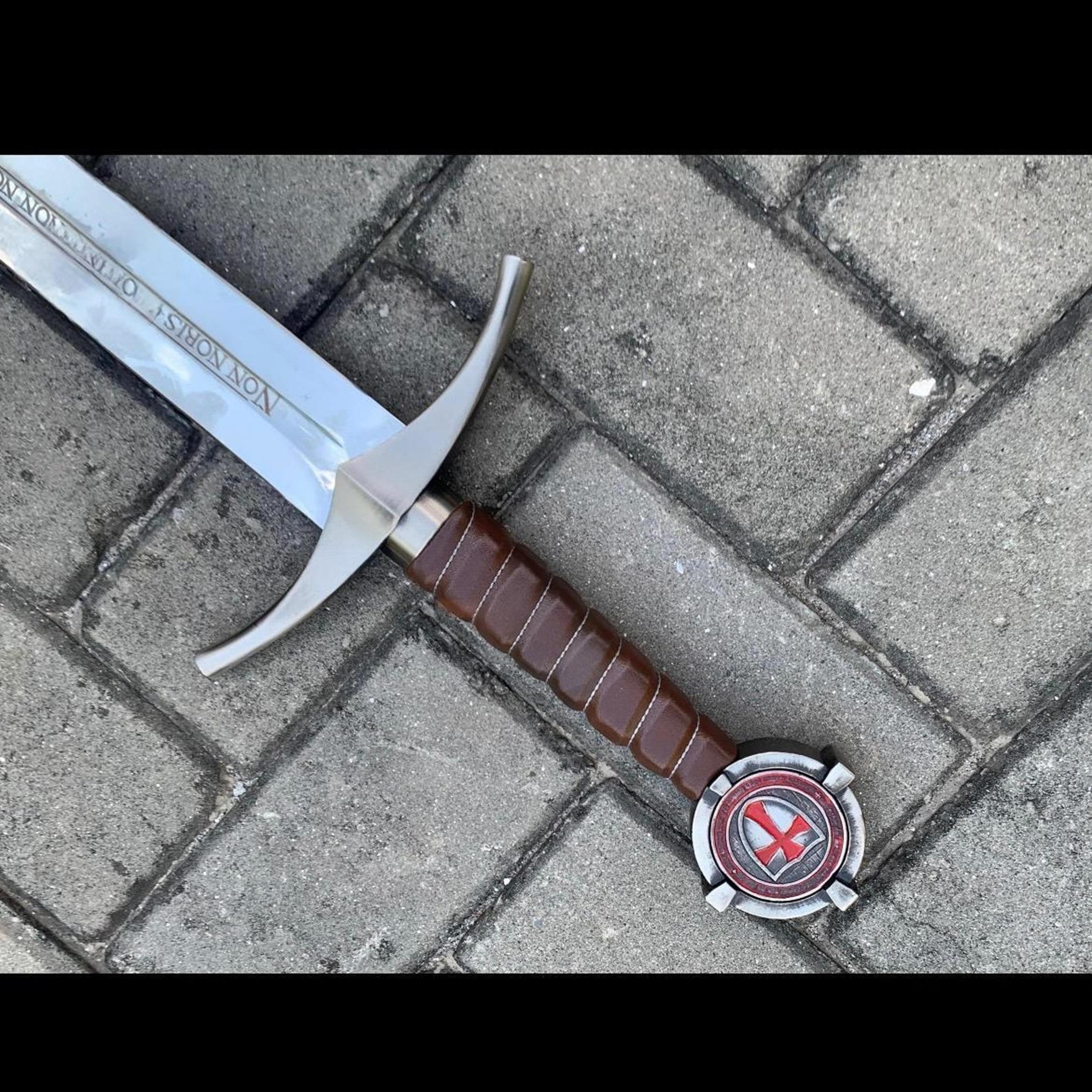 Handcrafted Medieval Collectible Knights Templar Sword With Templar Coin Pommel And LeatherWra 9
