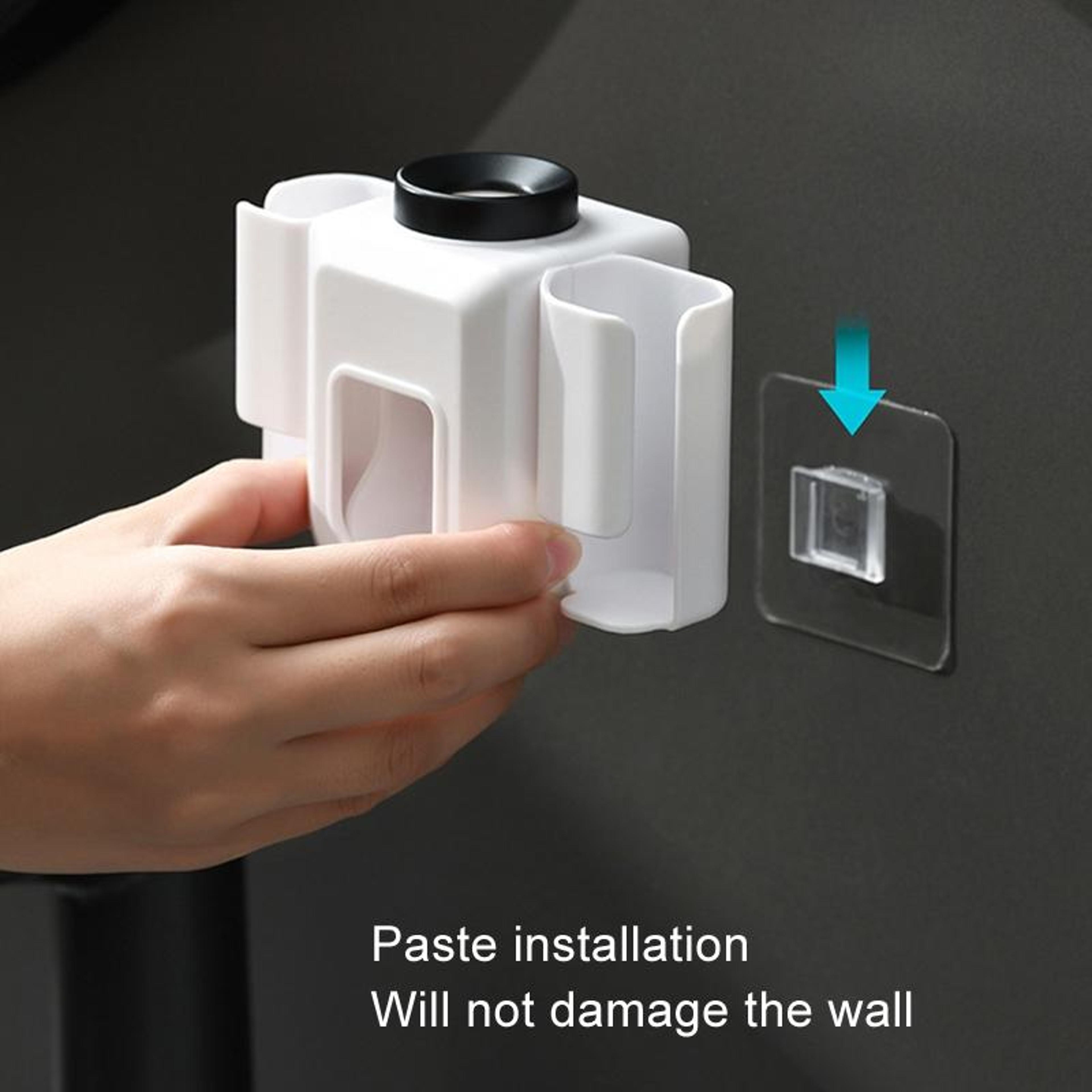 Premium Wall Mounted Toothbrush Holder With Automatic Toothpaste Dispenser And Hands Free Toothpast 3