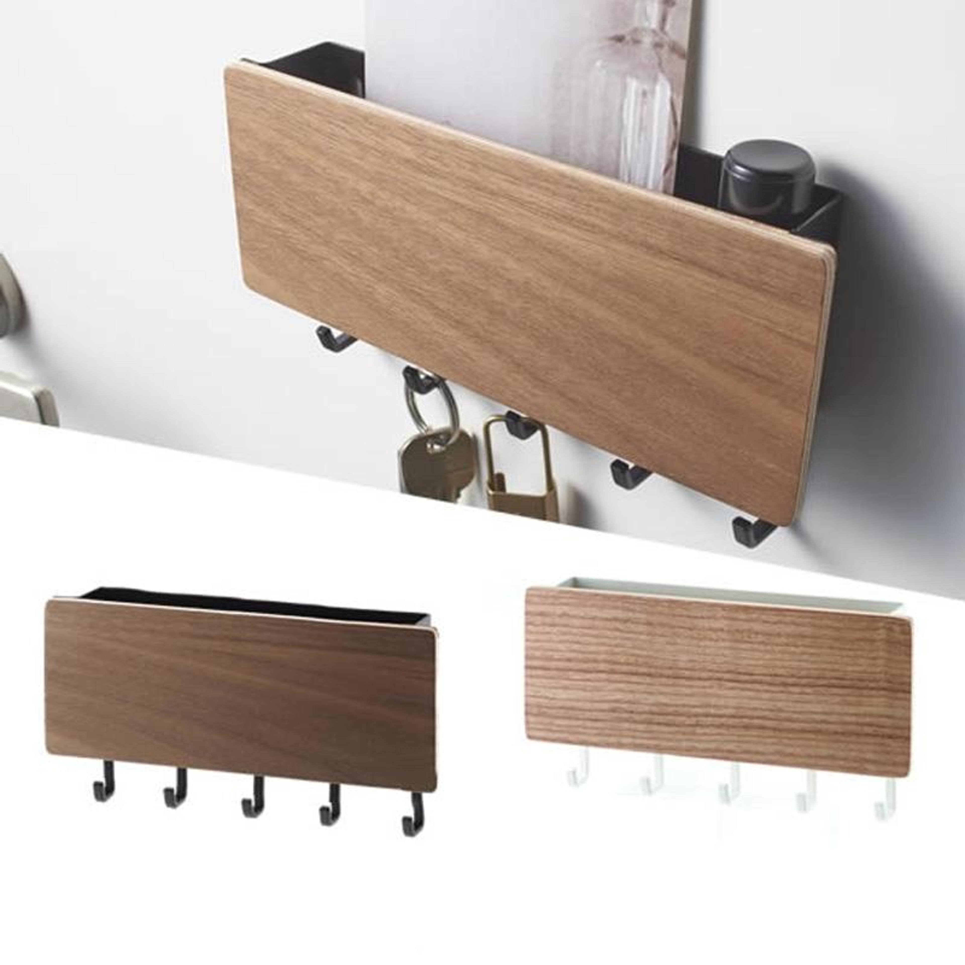 No Drill Wall Key Hanger With Hooks And Shelf White Entryway Organizer 2