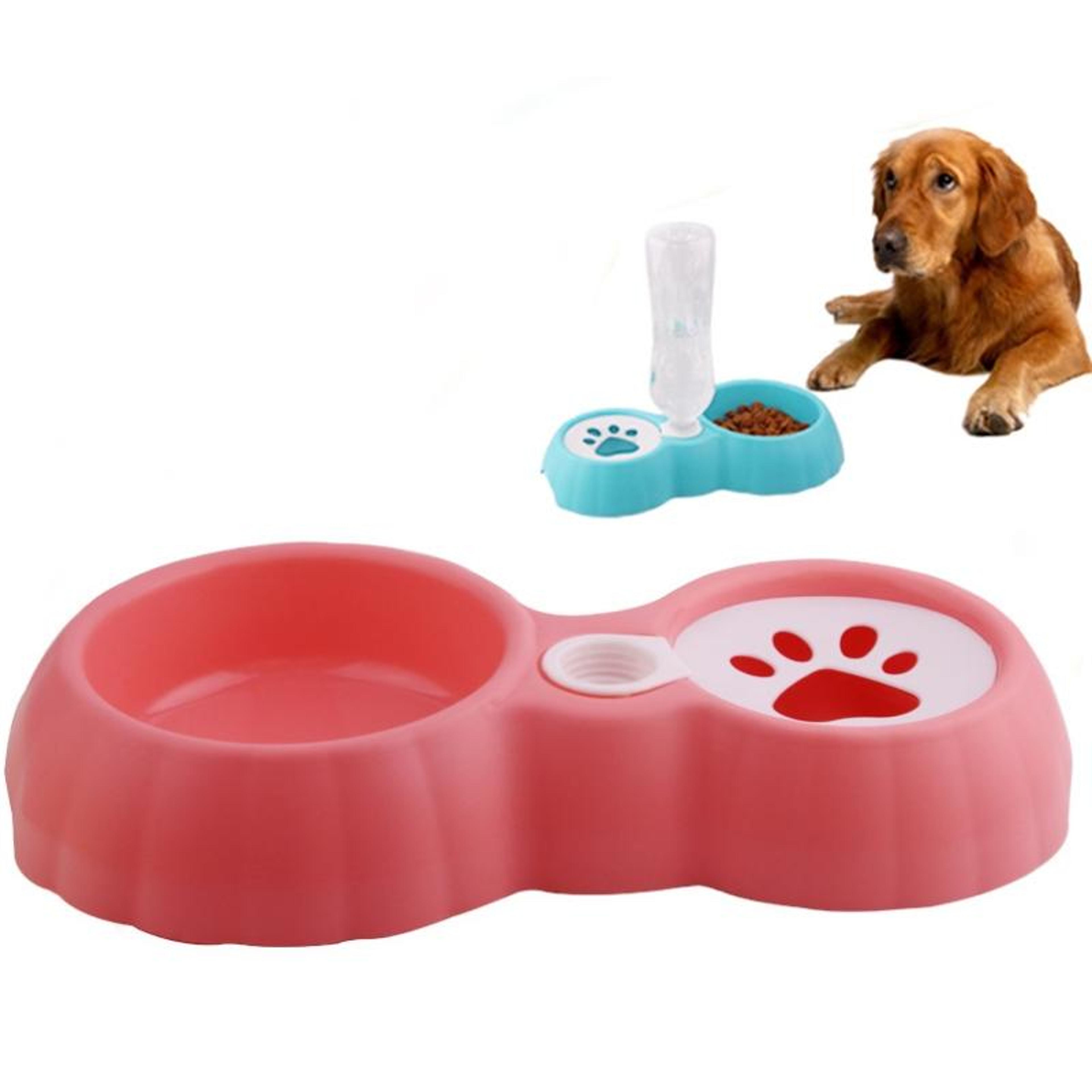 premium double pet bowl feeder with food & water station for cats & small dogs
