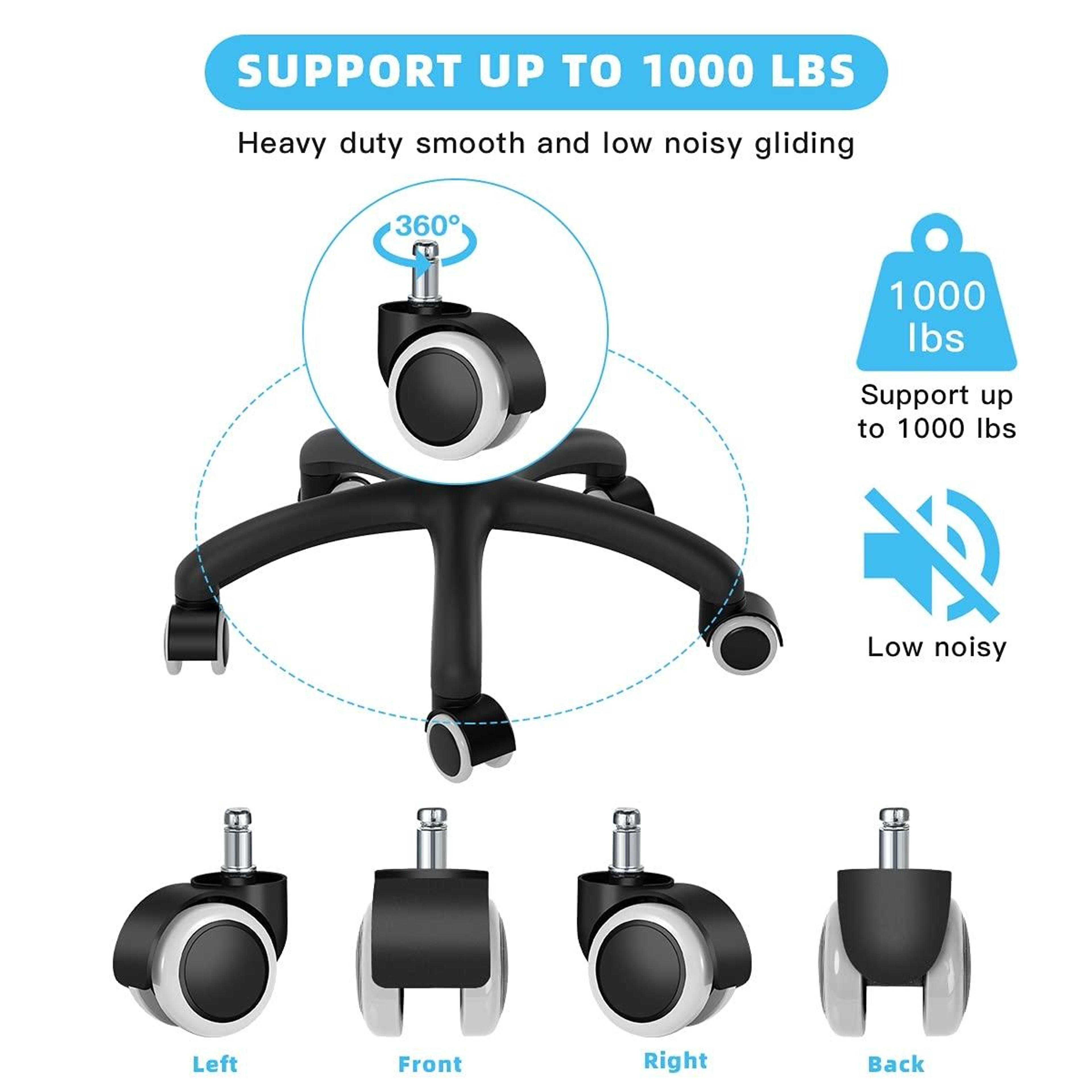 Silent Office Chair Replacement Wheels Swivel Casters For Smooth Rolling Mobility 2