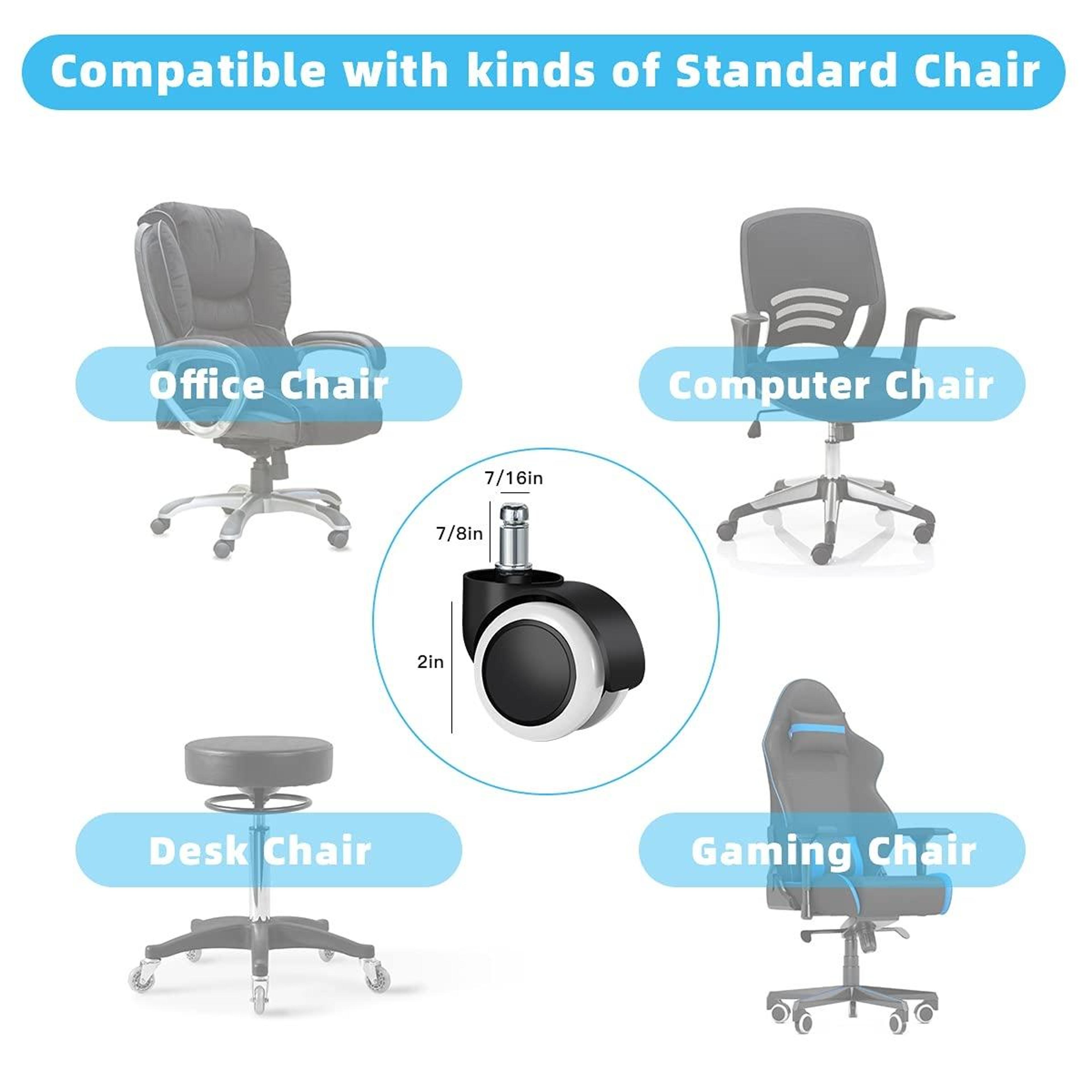 Silent Office Chair Replacement Wheels Swivel Casters For Smooth Rolling Mobility 4