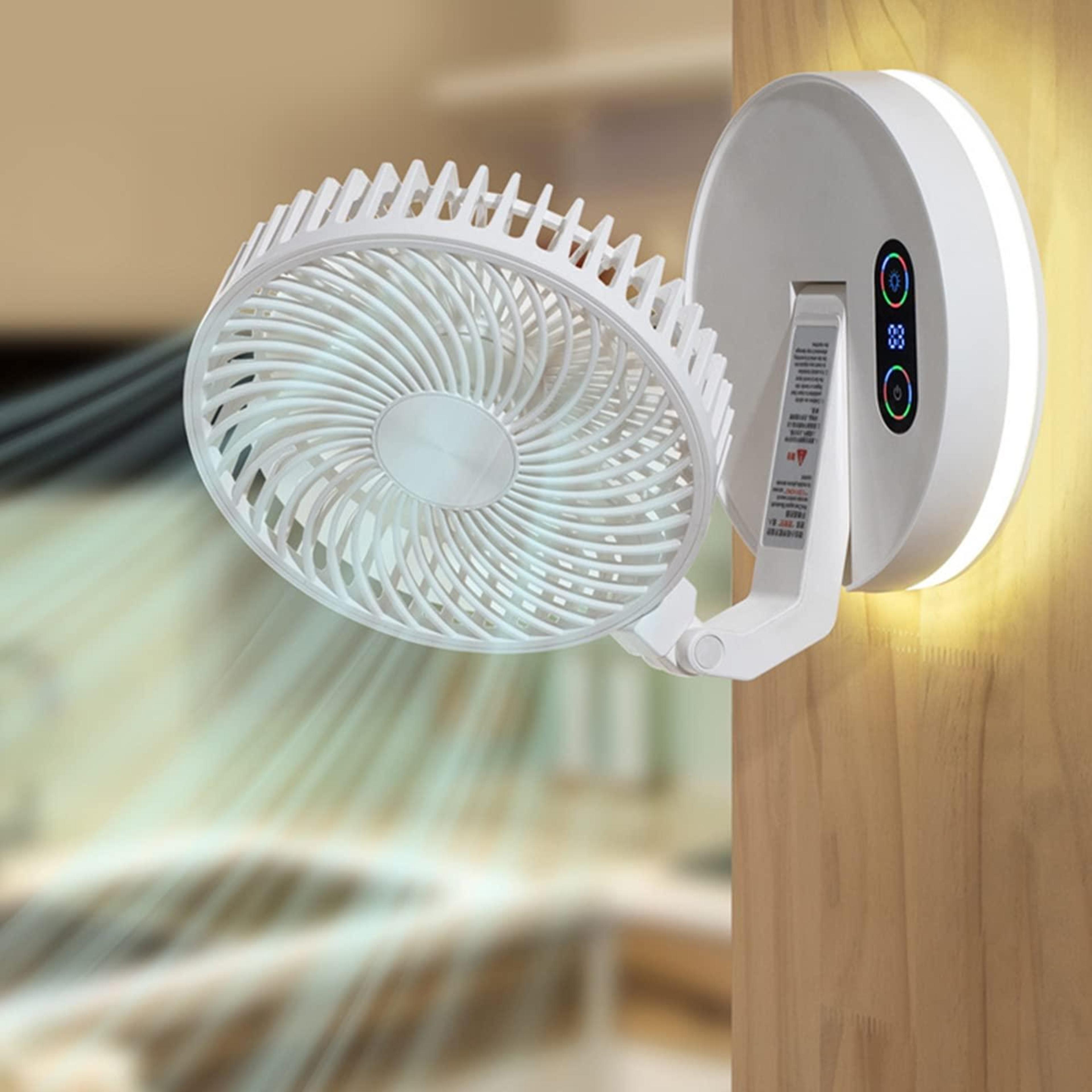 Foldable Wall Mounted Fan With Remote Control LED Light  Desktop Rotation 7