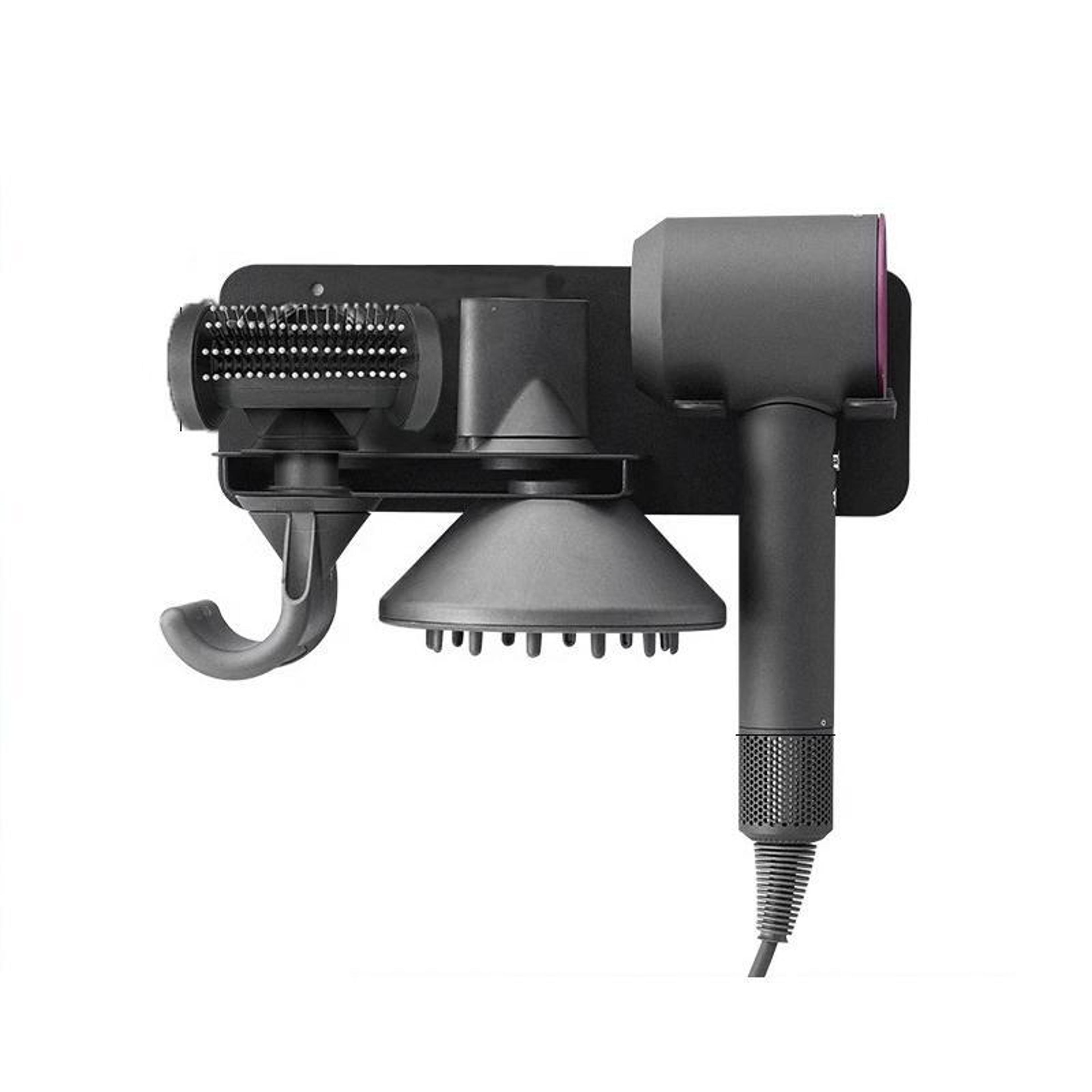 wall mount hair dryer holder & bathroom storage organizer rack