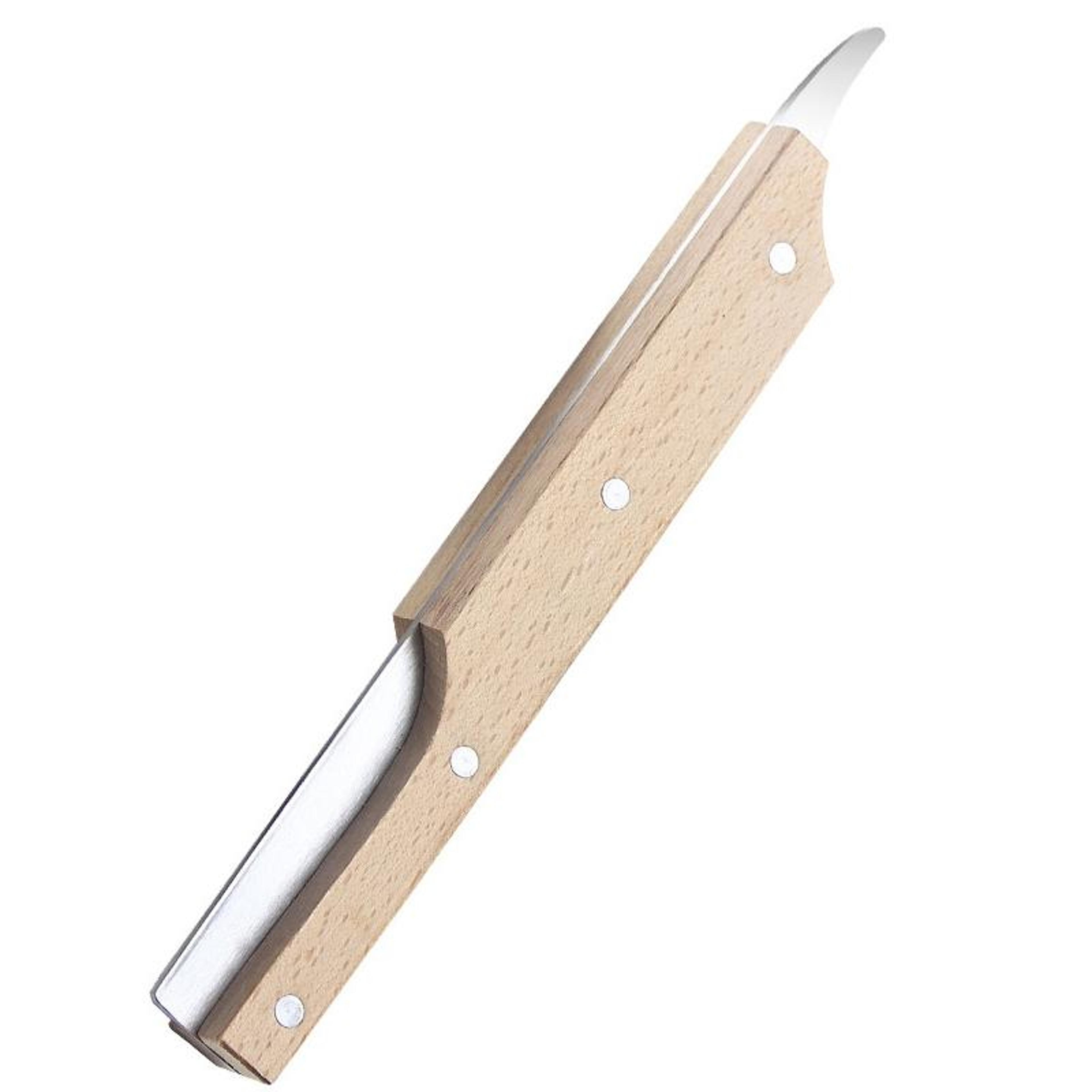 stainless steel coconut opener tool & coconut meat scraper with ergonomic wooden handle