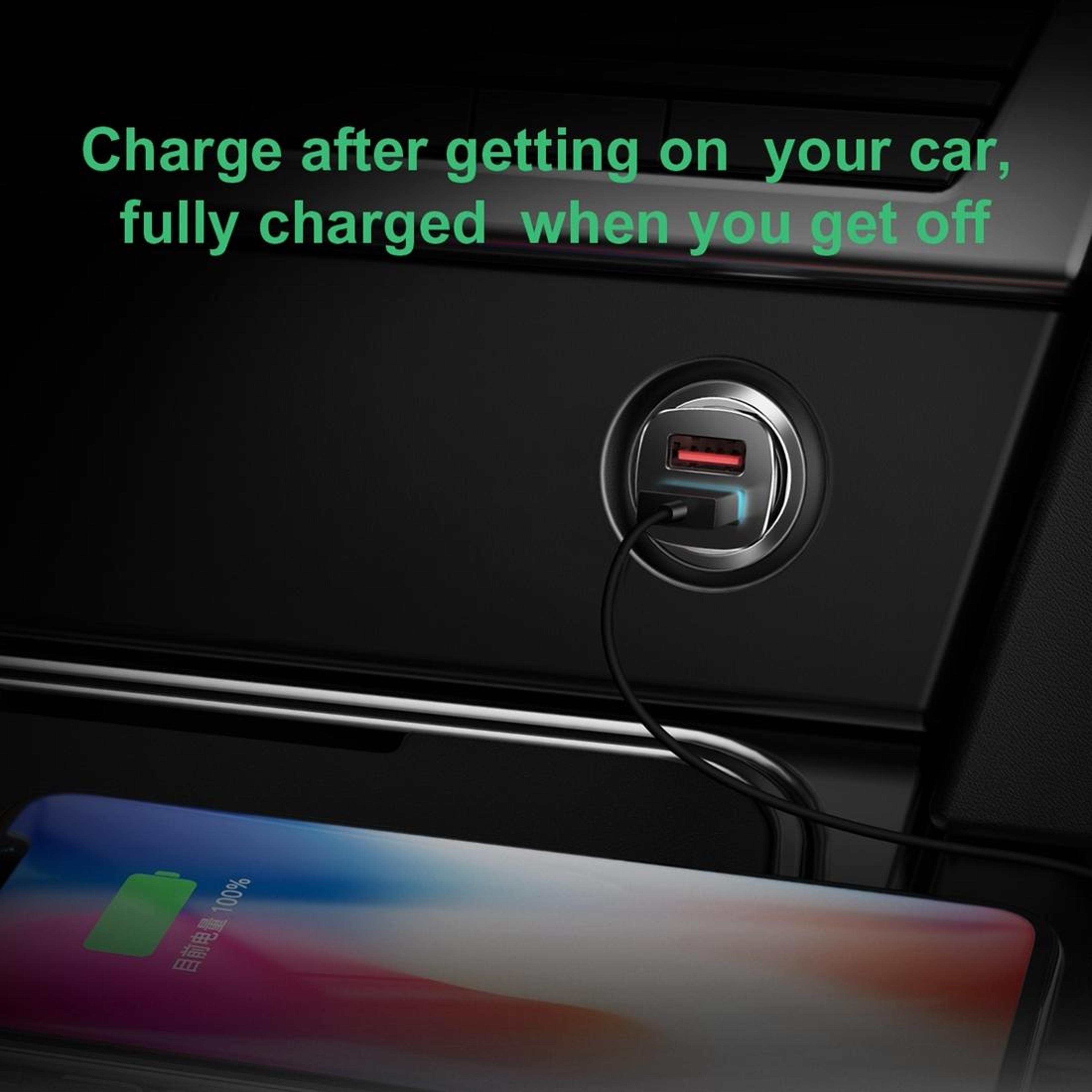 Baseus Dual USB Fast Car Charger With QC30 Smart Charging 5
