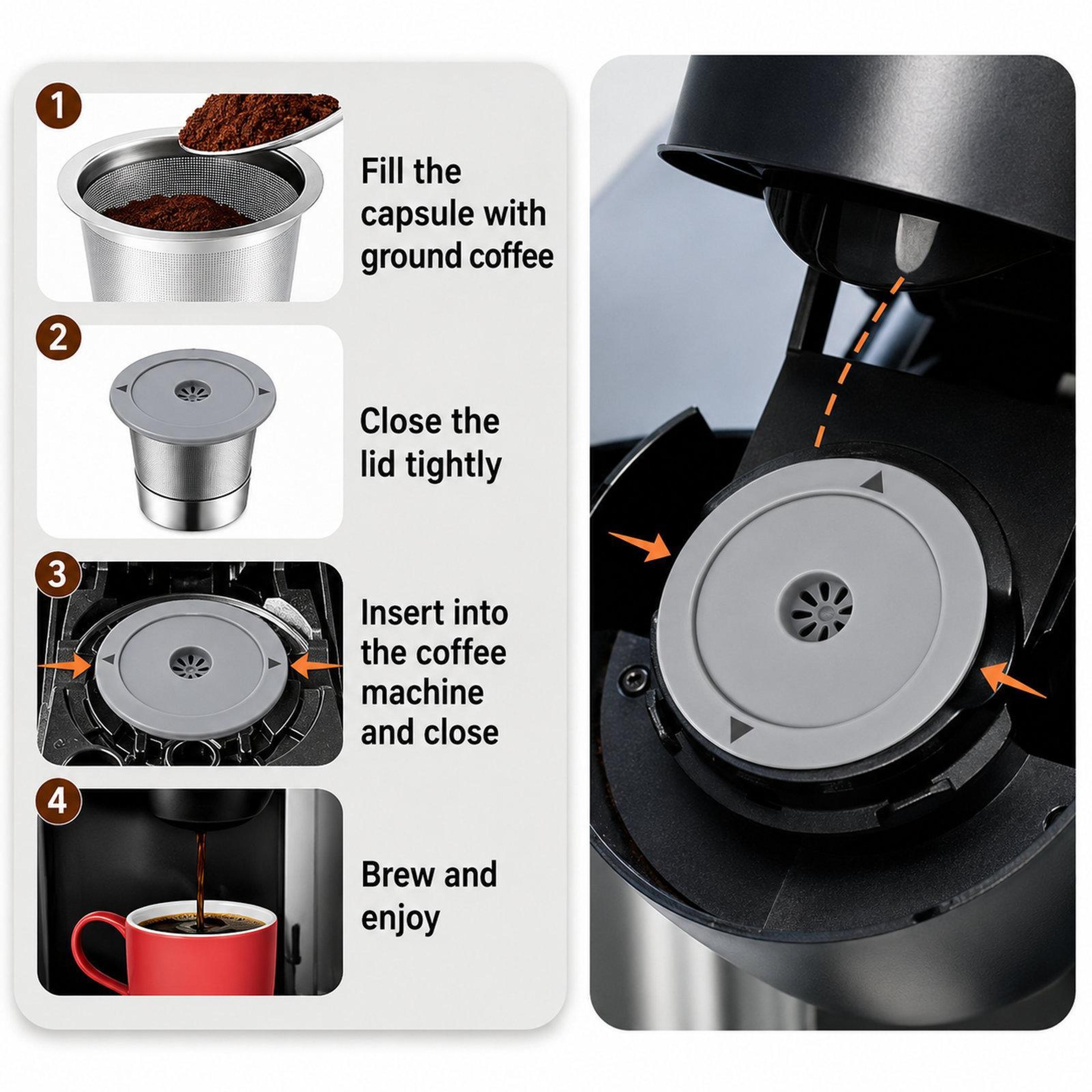 Reusable K Cups For Keurig Stainless Steel Coffee Filter Refillable Pod 6