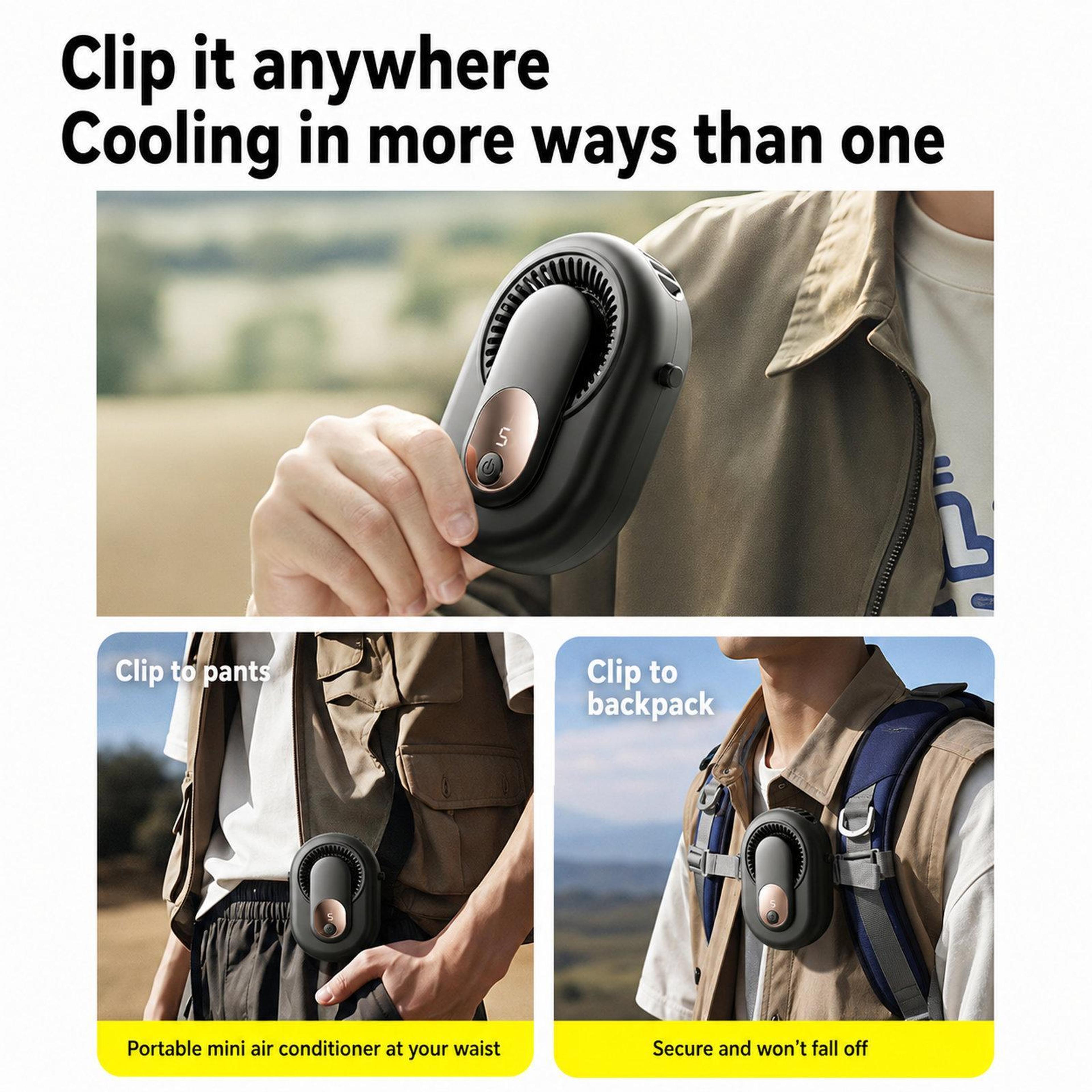 Portable Waist Fan With Digital Power Display Rechargeable Neck Fan For Outdoor Cooling 7