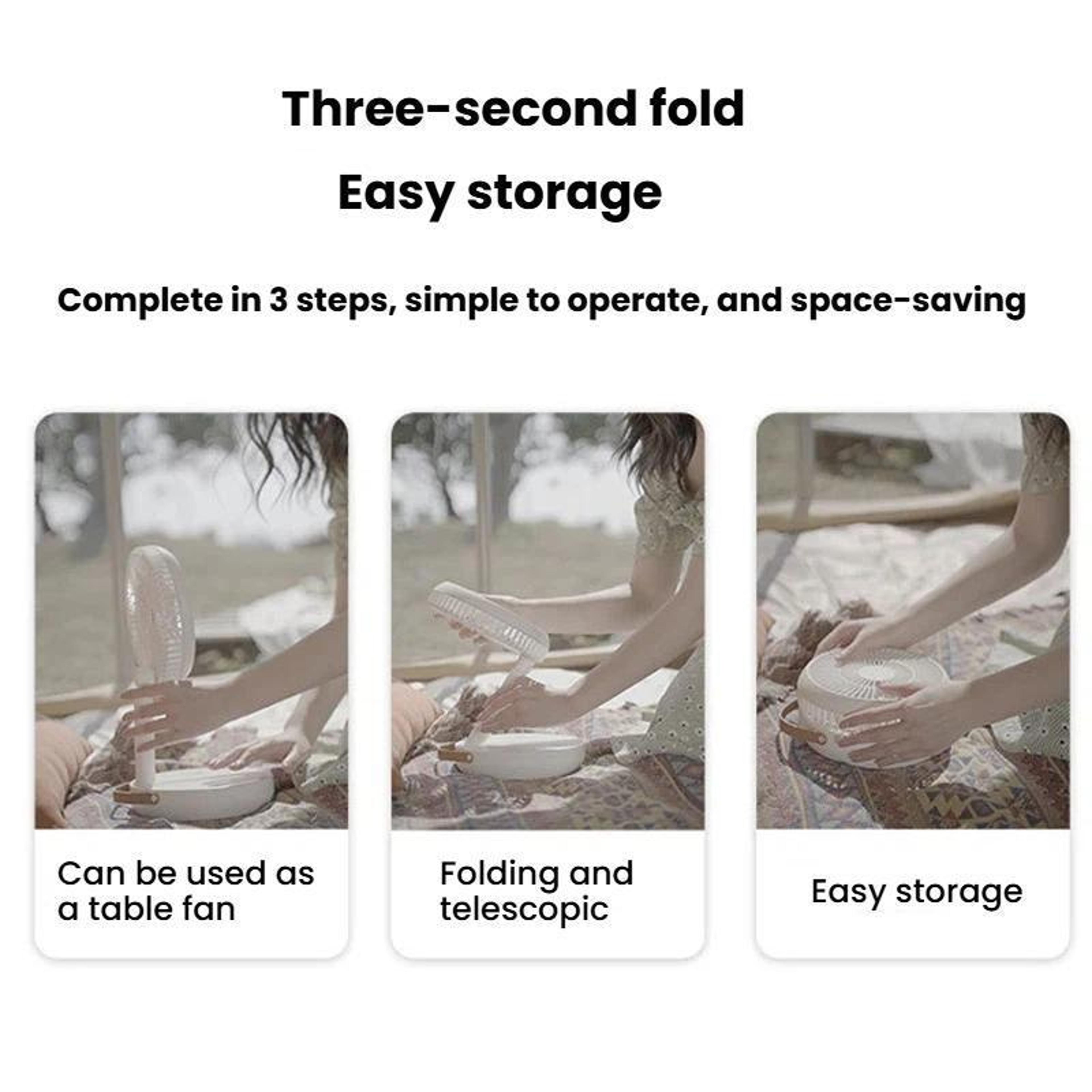 Portable Desk Fan Rechargeable Telescopic Folding USB Cooling Fan For Home Office  Travel 5