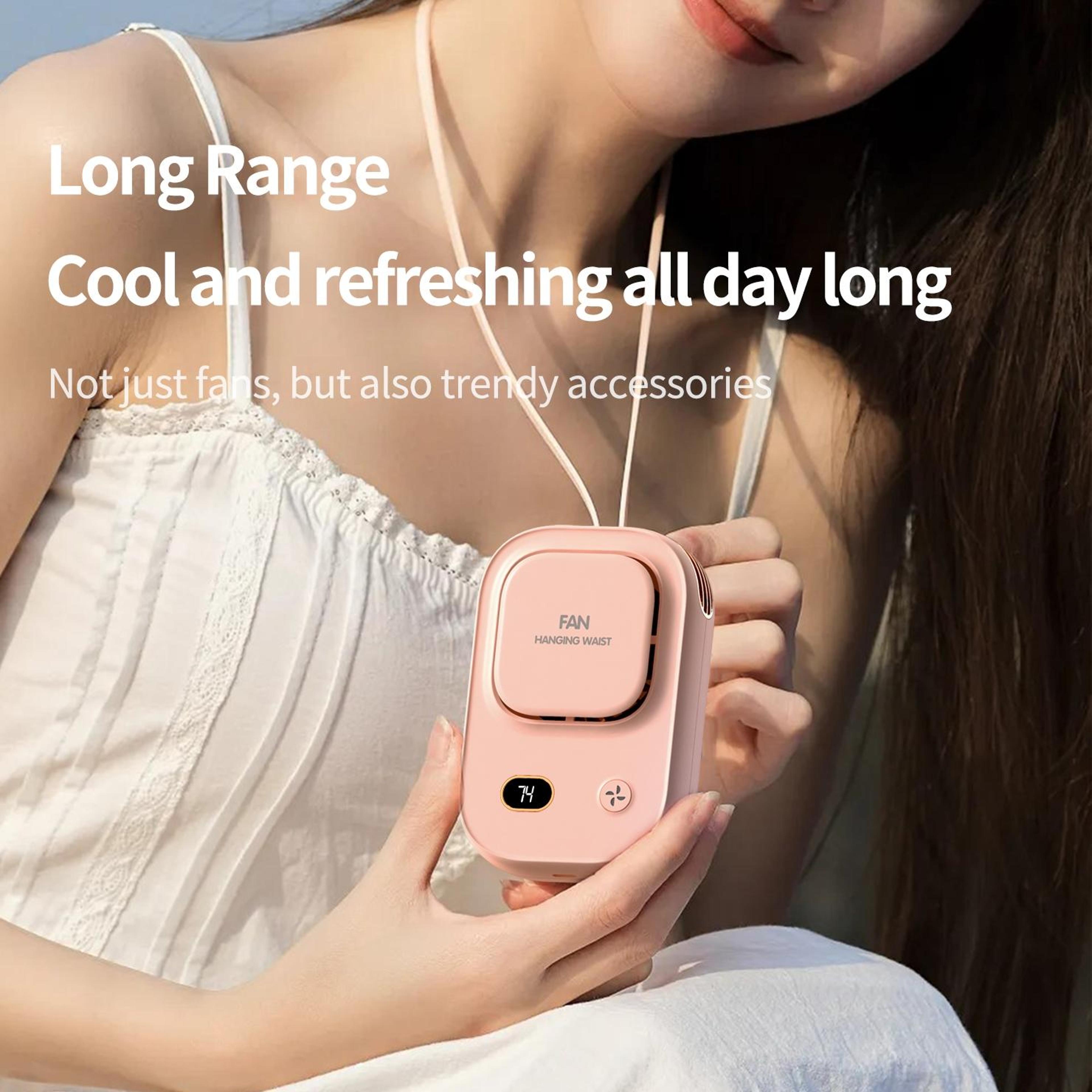 Portable Neck Fan USB Rechargeable Bladeless Wearable Waist Fan With Digital Display 7