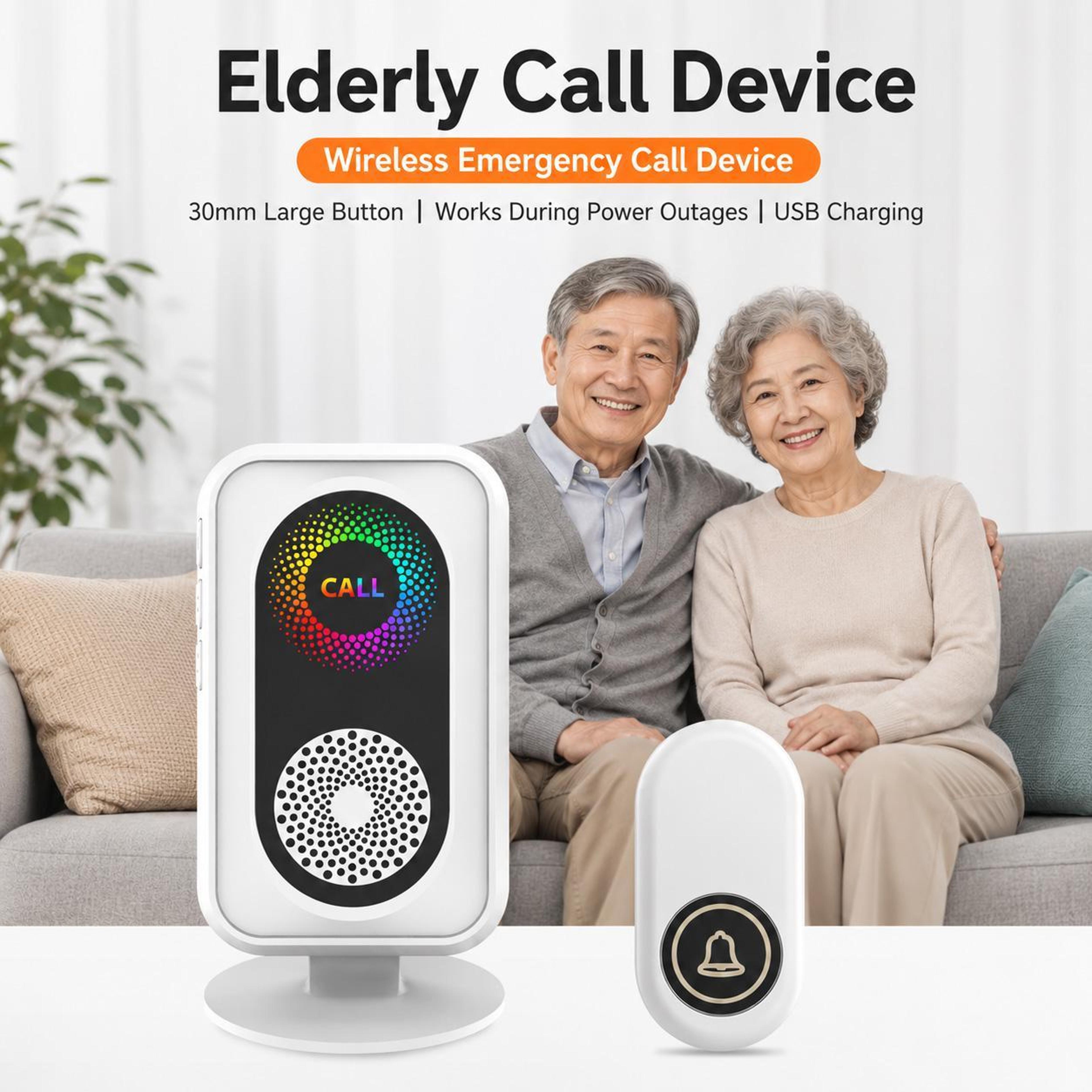 Wireless Caregiver Call Button Waterproof Wireless Doorbell Kit With Adjustable Volume 1