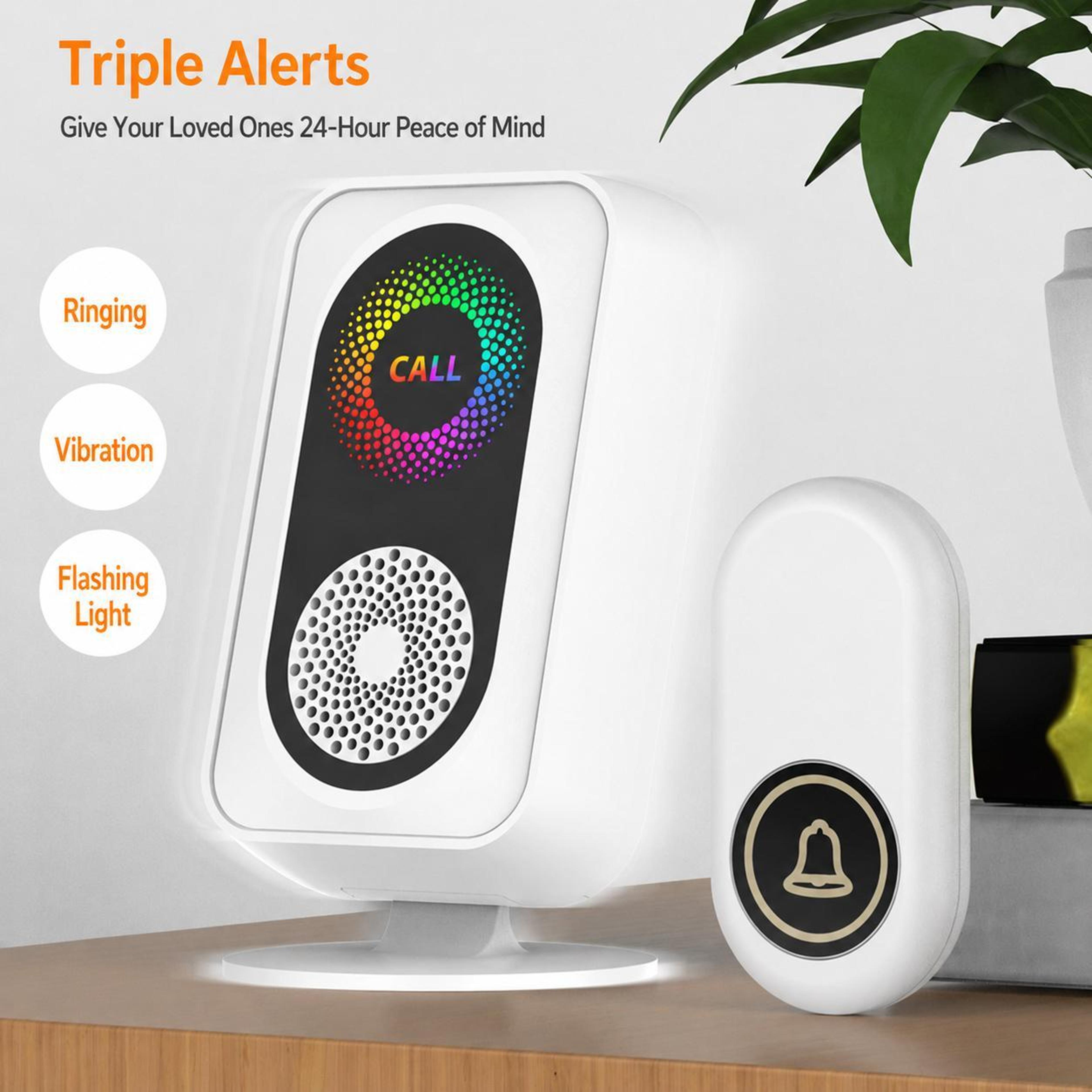 Wireless Caregiver Call Button Waterproof Wireless Doorbell Kit With Adjustable Volume 4