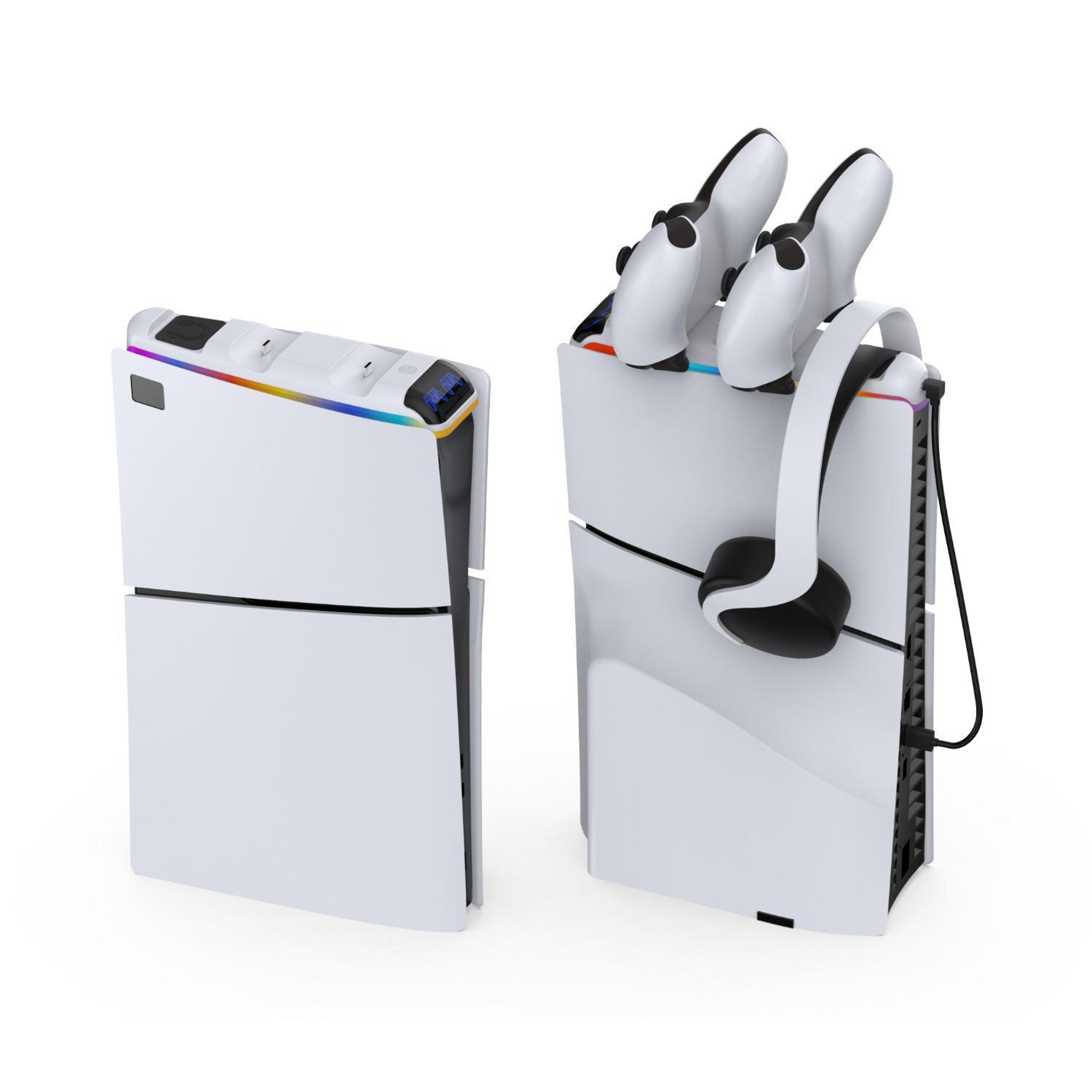 DOBE PS5 Slim Controller Charging Dock With Top Handle RGB Stand And Headset Holder 1
