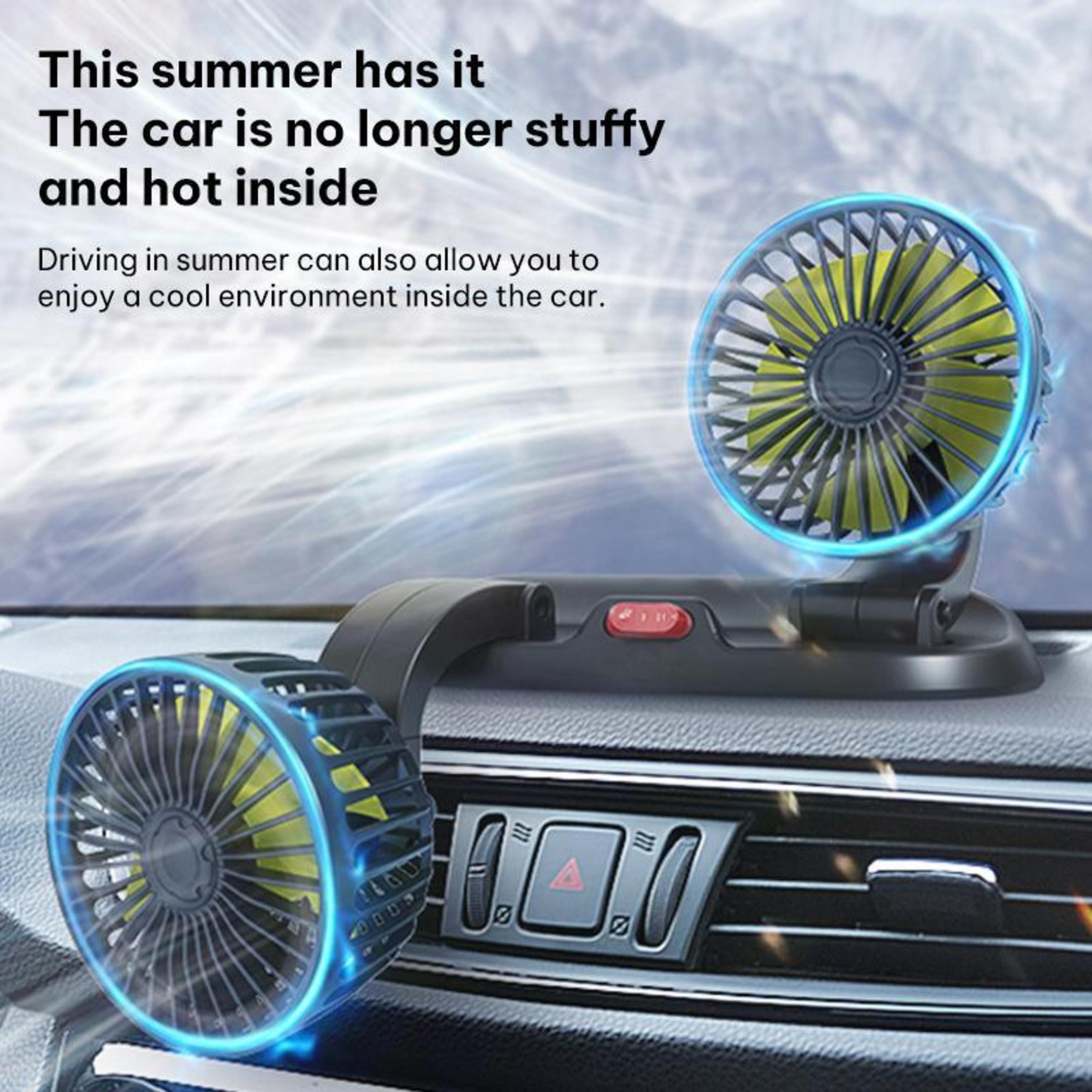 Car Cooling Fan 12V Dual Head Car Fan With Foldable Adjustable Dashboard Design 1