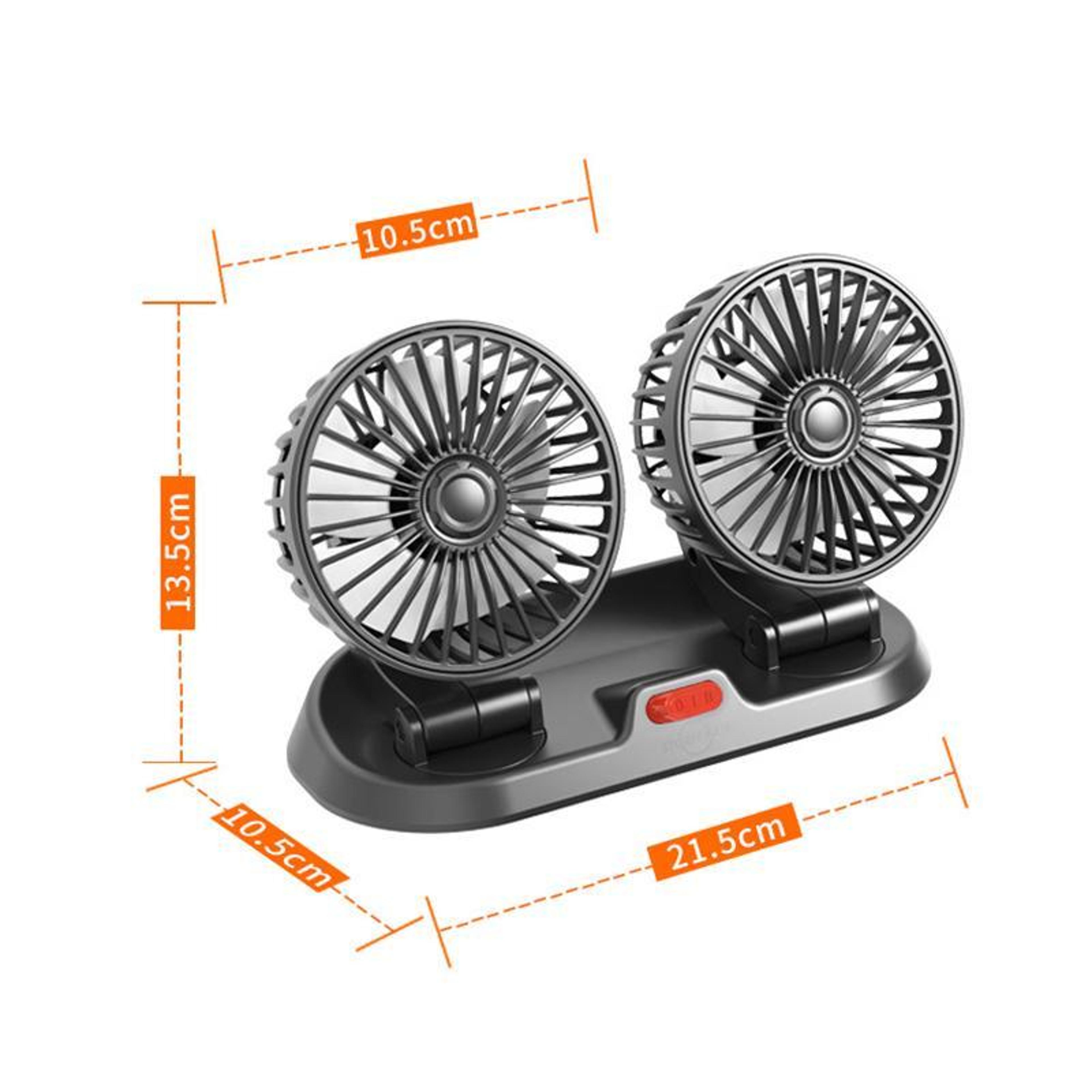 Car Cooling Fan 12V Dual Head Car Fan With Foldable Adjustable Dashboard Design 2