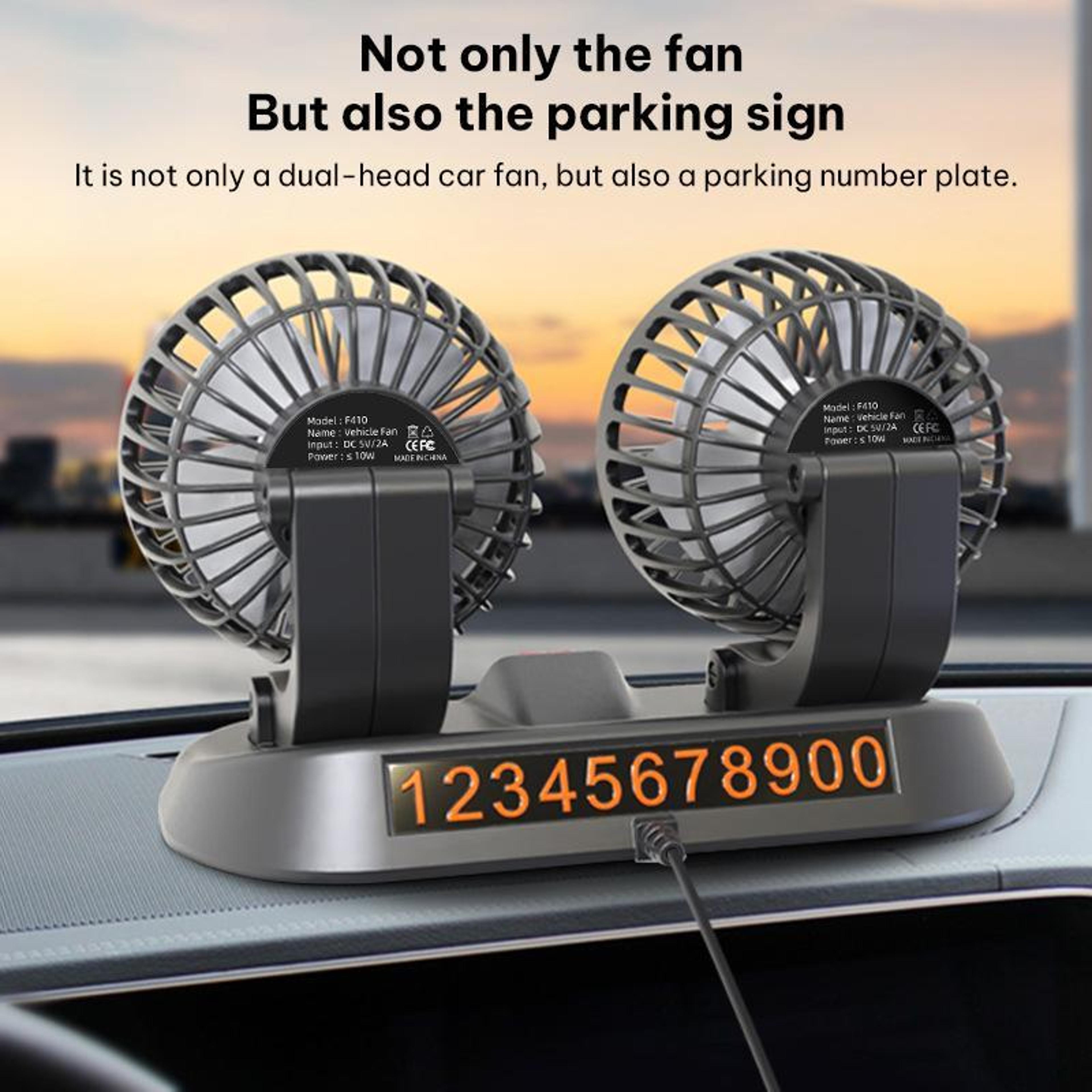 Car Cooling Fan 12V Dual Head Car Fan With Foldable Adjustable Dashboard Design 9