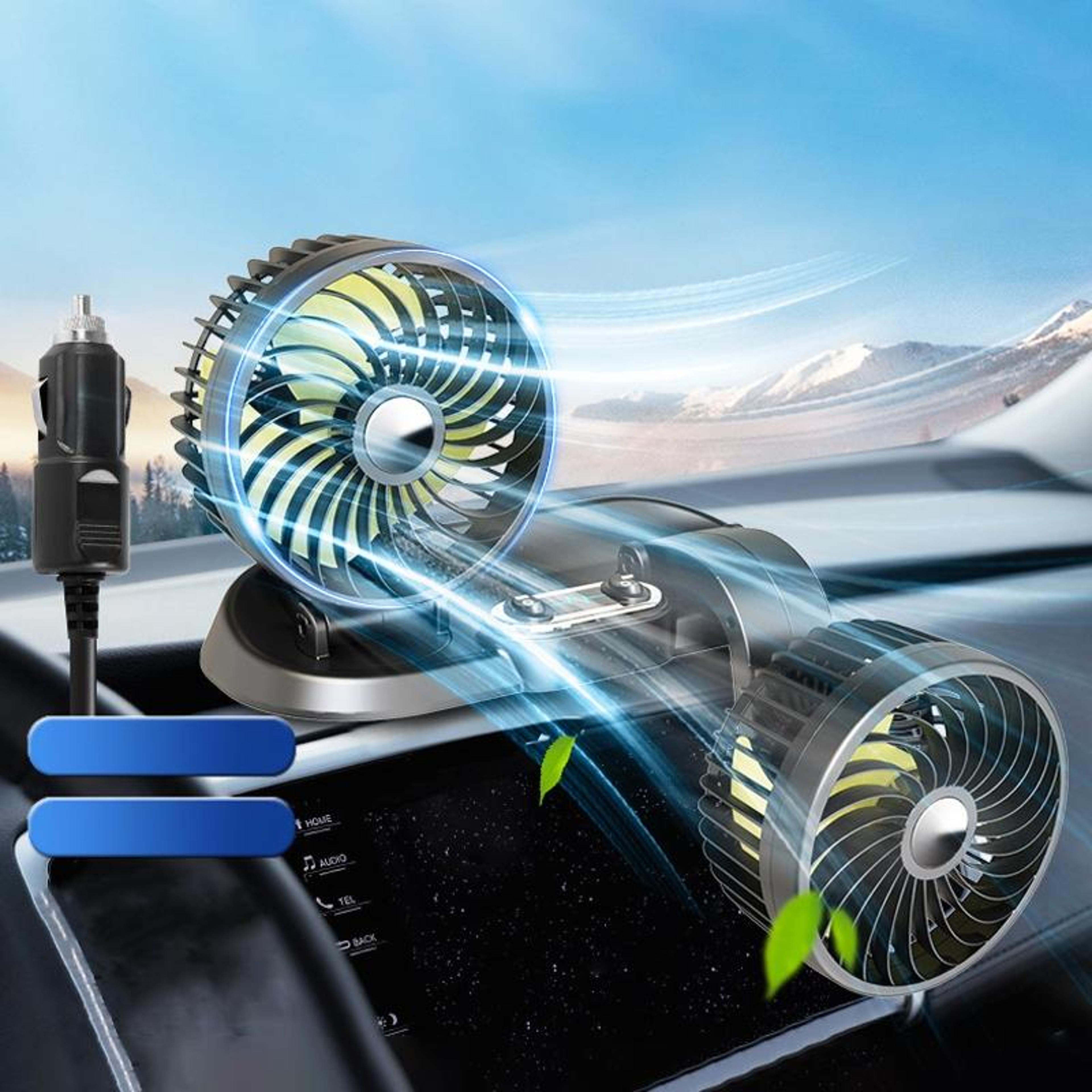 Car Cooling Fan 12V Dual Head Car Fan With Foldable Adjustable Dashboard Design 3