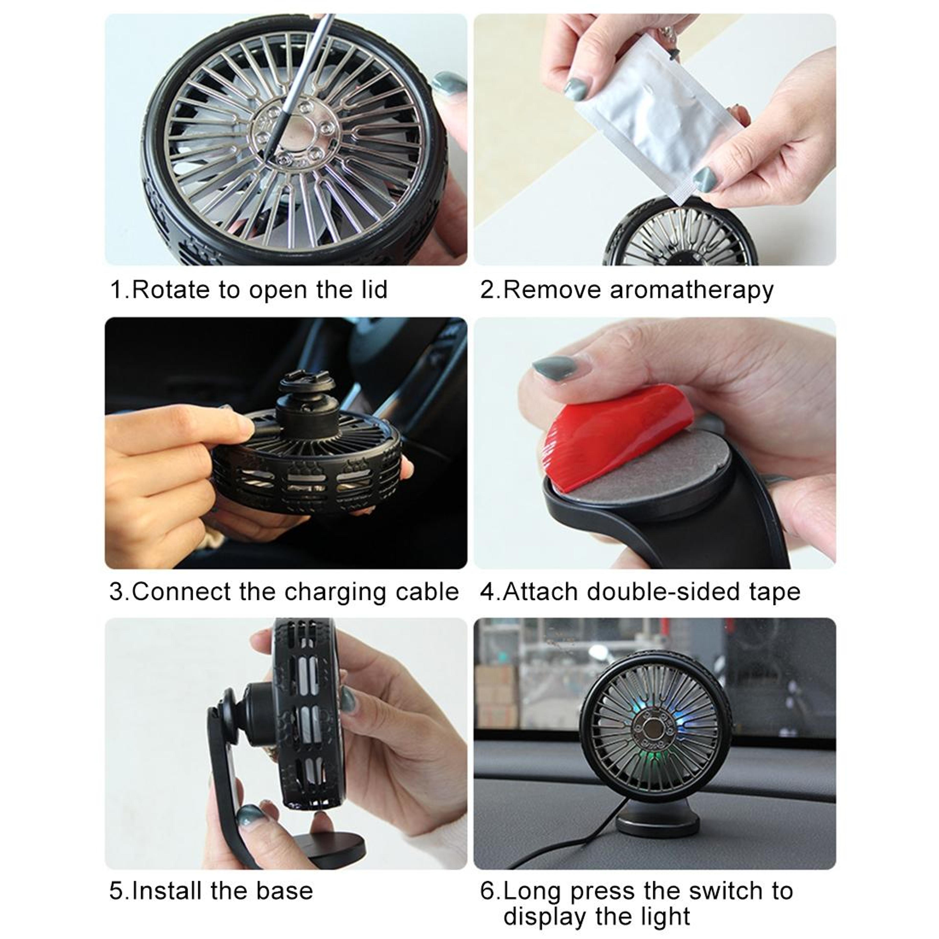 Car Cooling Fan USB Car Air Vent Fan With Aromatherapy And Speed Cooling 2