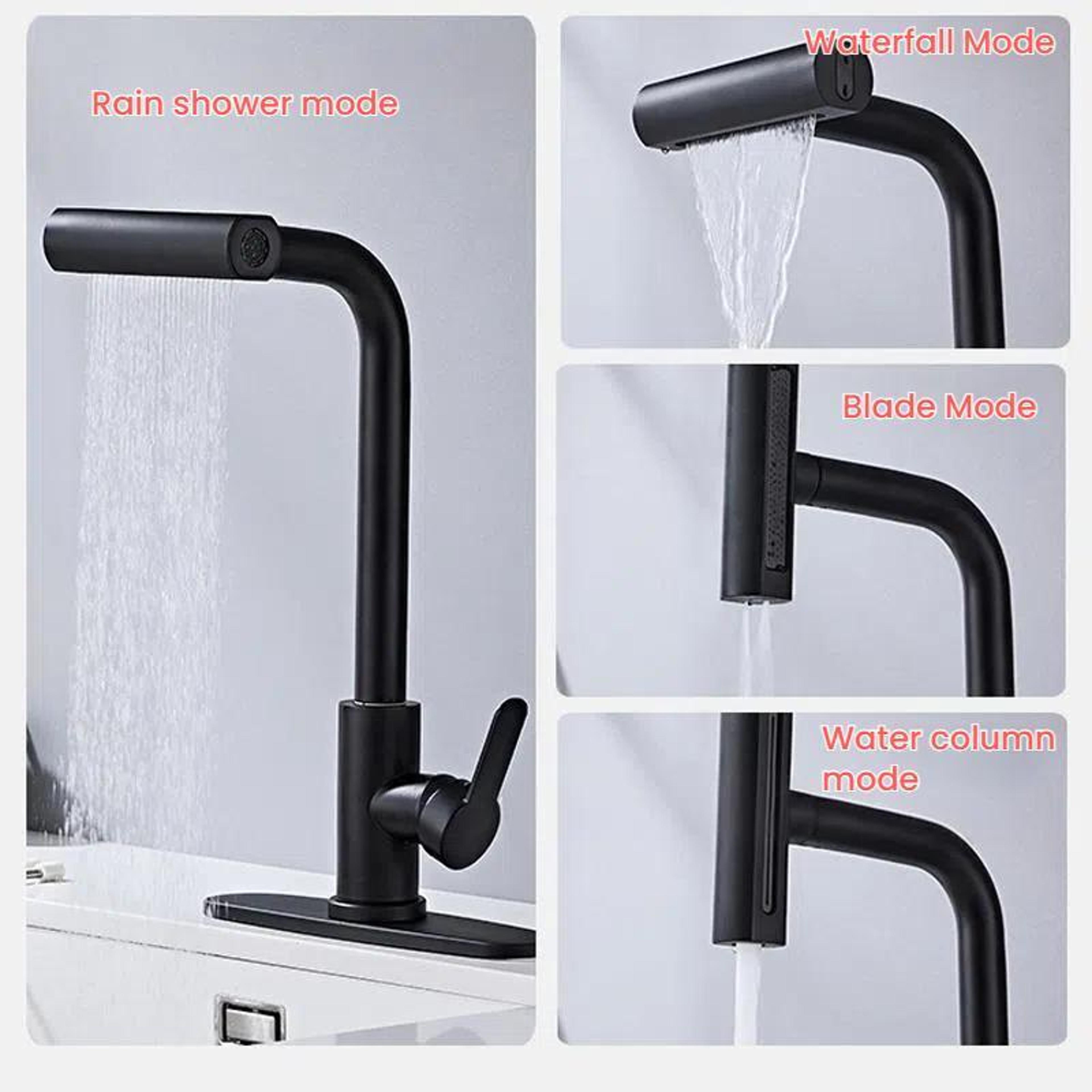 Pull Out Waterfall Kitchen Faucet With Spray Modes Hot And Cold Kitchen Mixer Tap 3