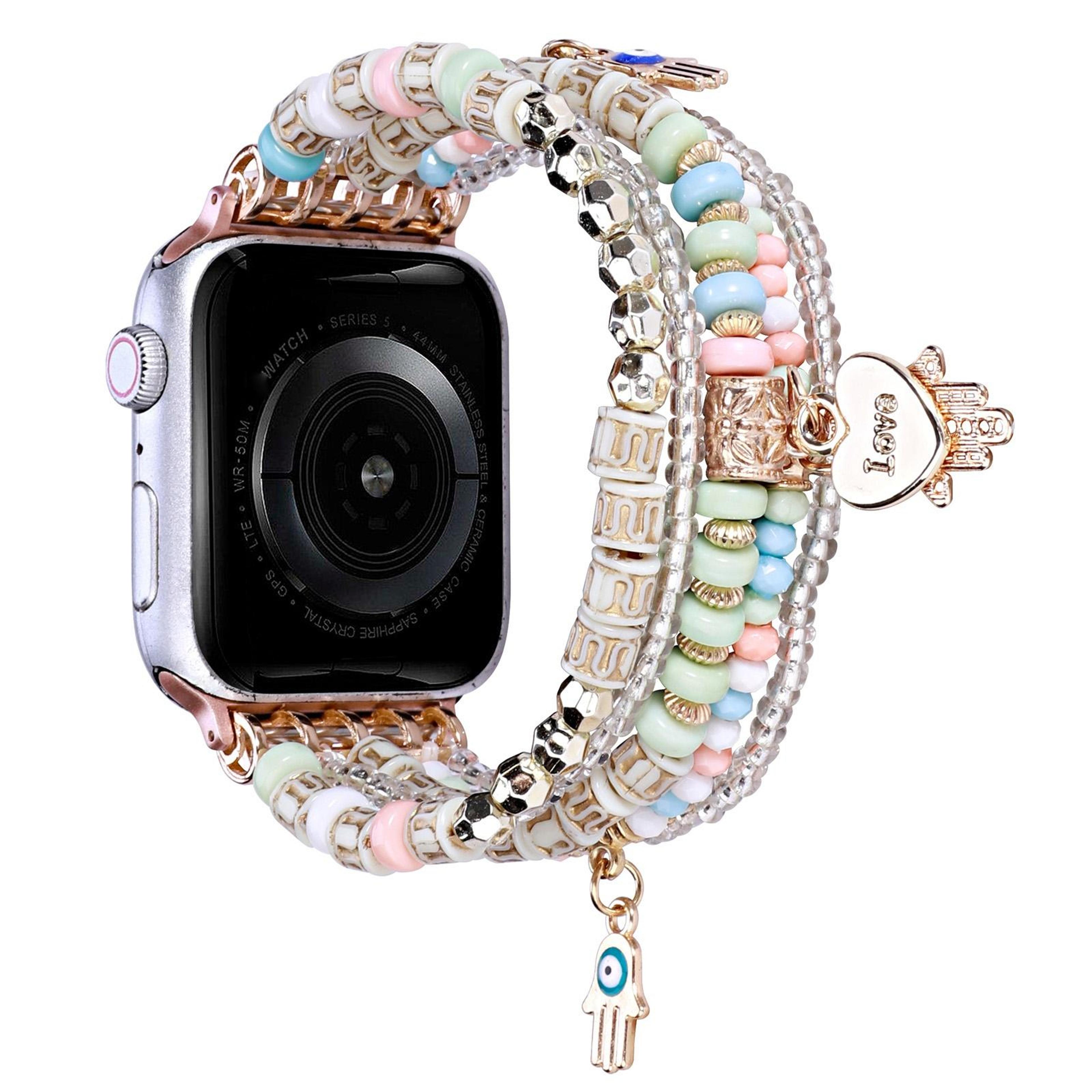Forest Style Apple Watch Band Beaded Bracelet Stretch Strap For Apple Watch Ultra Series SE 8