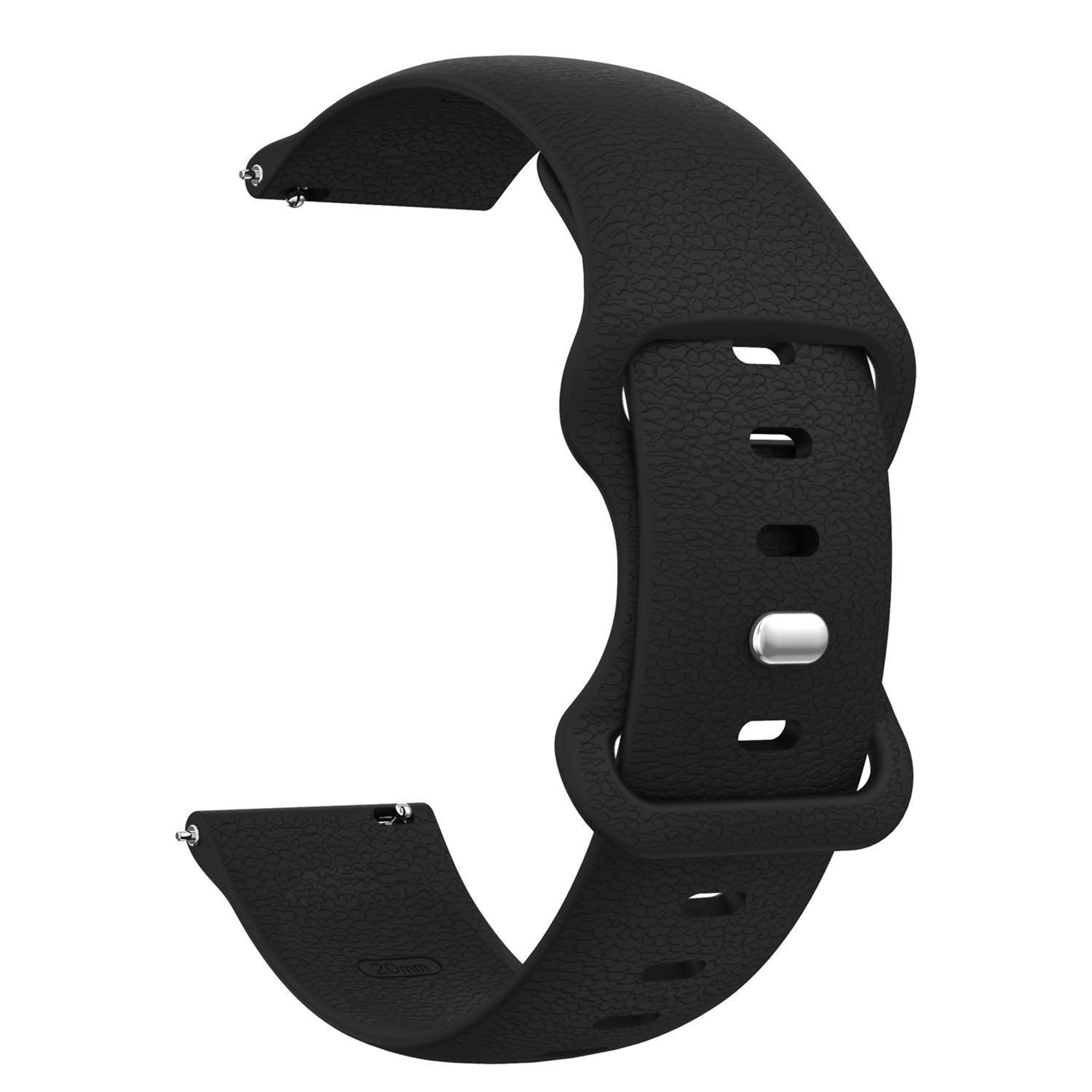 Silicone Watch Strap Lychee Texture Butterfly Clasp Replacement Watch Band 2